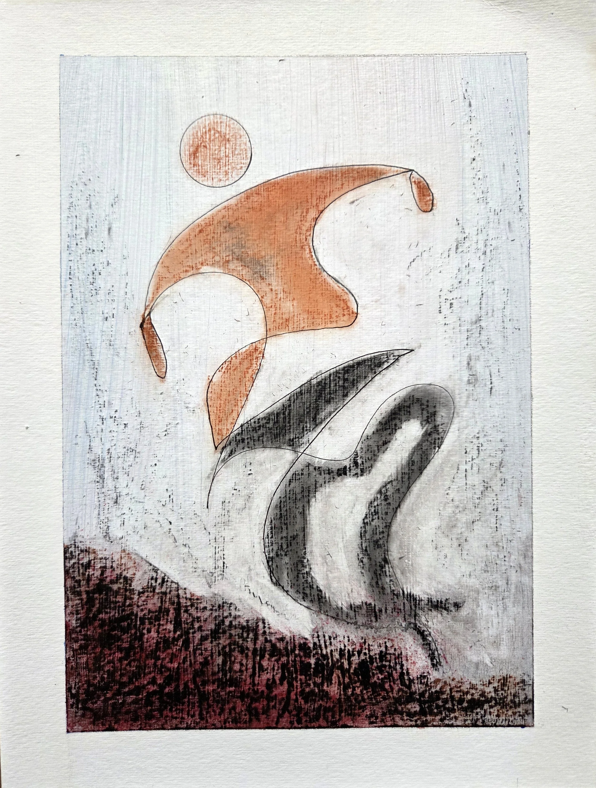 The Dancer - 12 x 9, Mixed Media (acrylic, ink, Conte crayons, charcoal) on watercolor paper, 2026