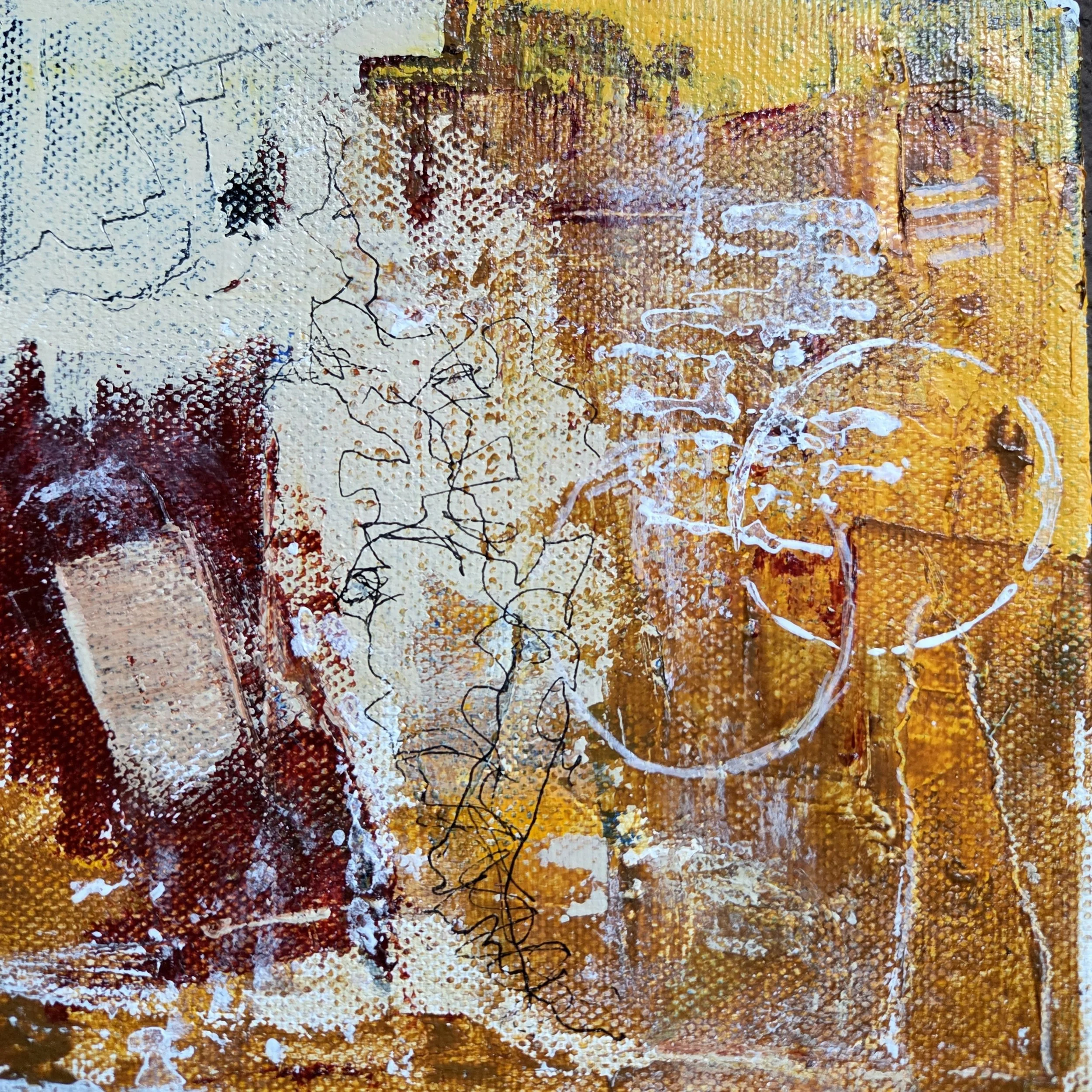 Cerebration - 6 x 6, Mixed Media (acrylic and ink) on canvas, 2026