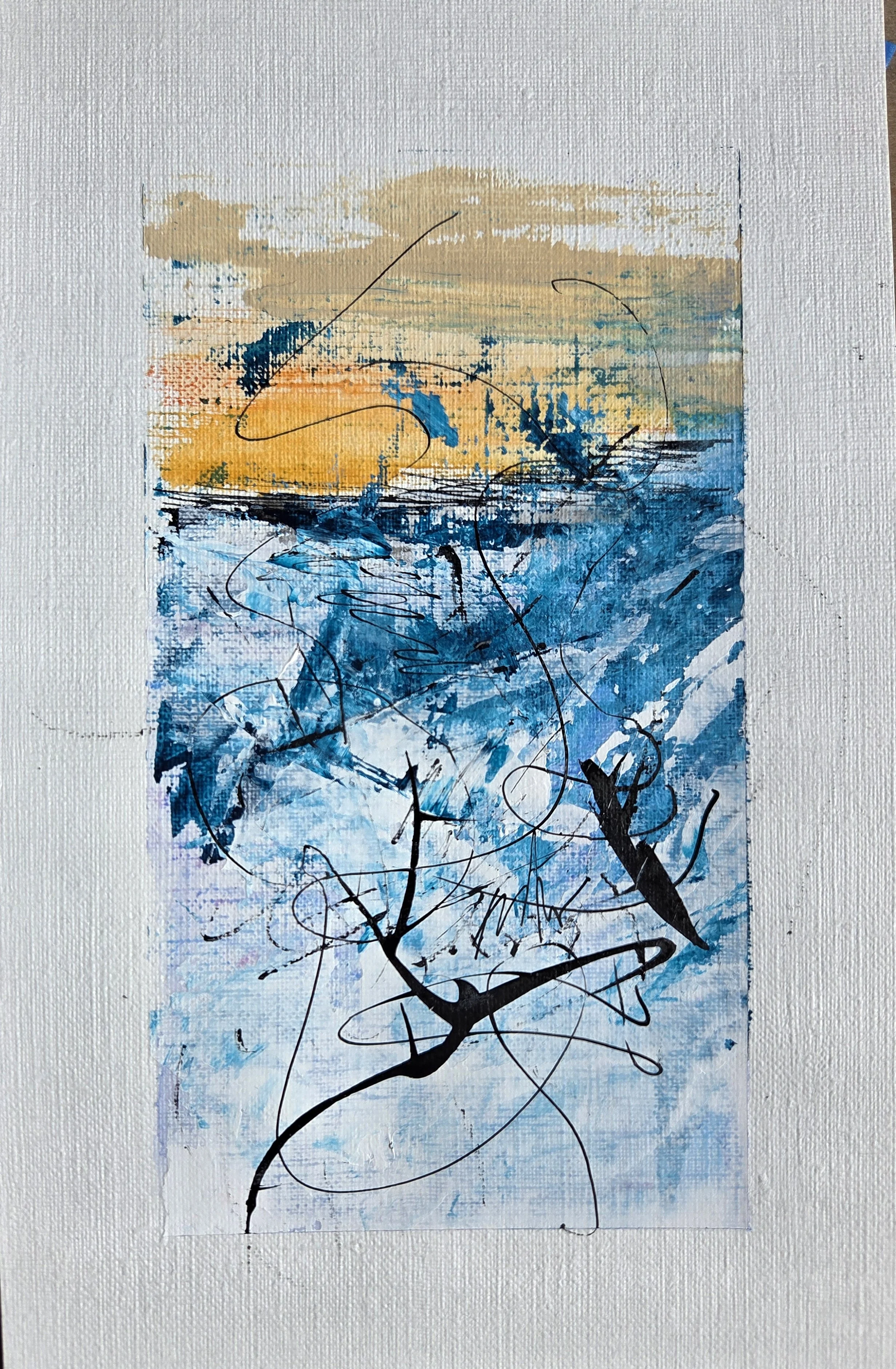 A Storm Brewing - 8.5 x 5.5, Mixed Media (watercolor pencils, acrylic, ink) on oil and acrylic paper, 2026