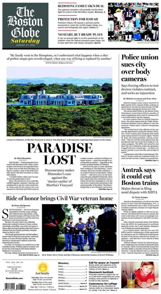 One Big Home featured on the Front Page of the Boston Globe, Saturday, August 27, 2016. READ THE ENTIRE ARTICLE BELOW: