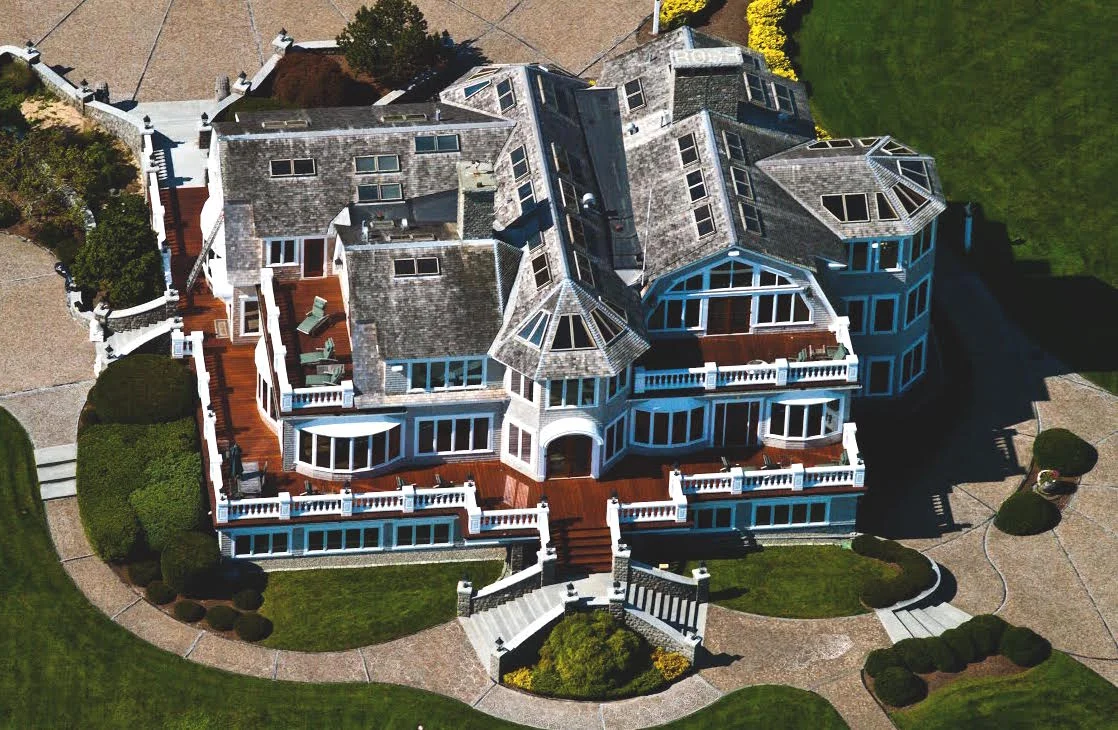 Photo of 11,000 sq. ft. house in Chilmark, courtesy of filmmaker Thomas Bena and Cape Cod Aerial.