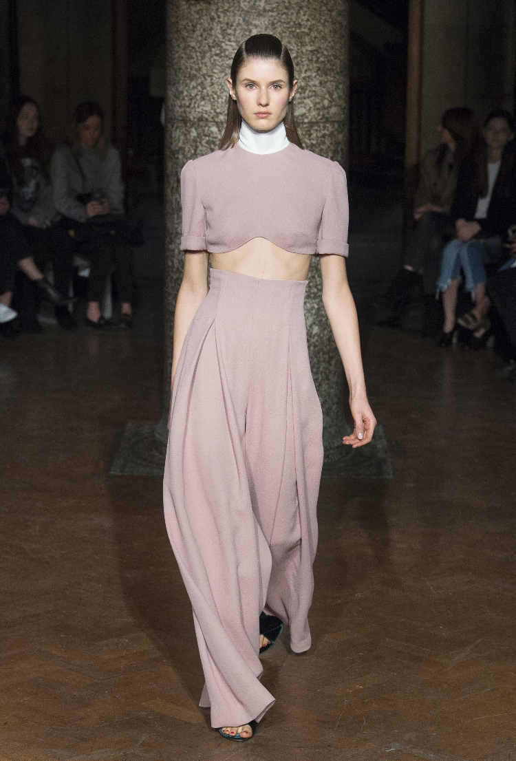 Who said crop tops and pastels had to retire after summer? Emilia WIckstead, Courtesy of Vogue. 