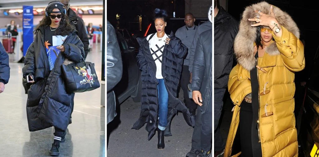 Do like Rihanna and pair your puffer with a monochromatic lens.