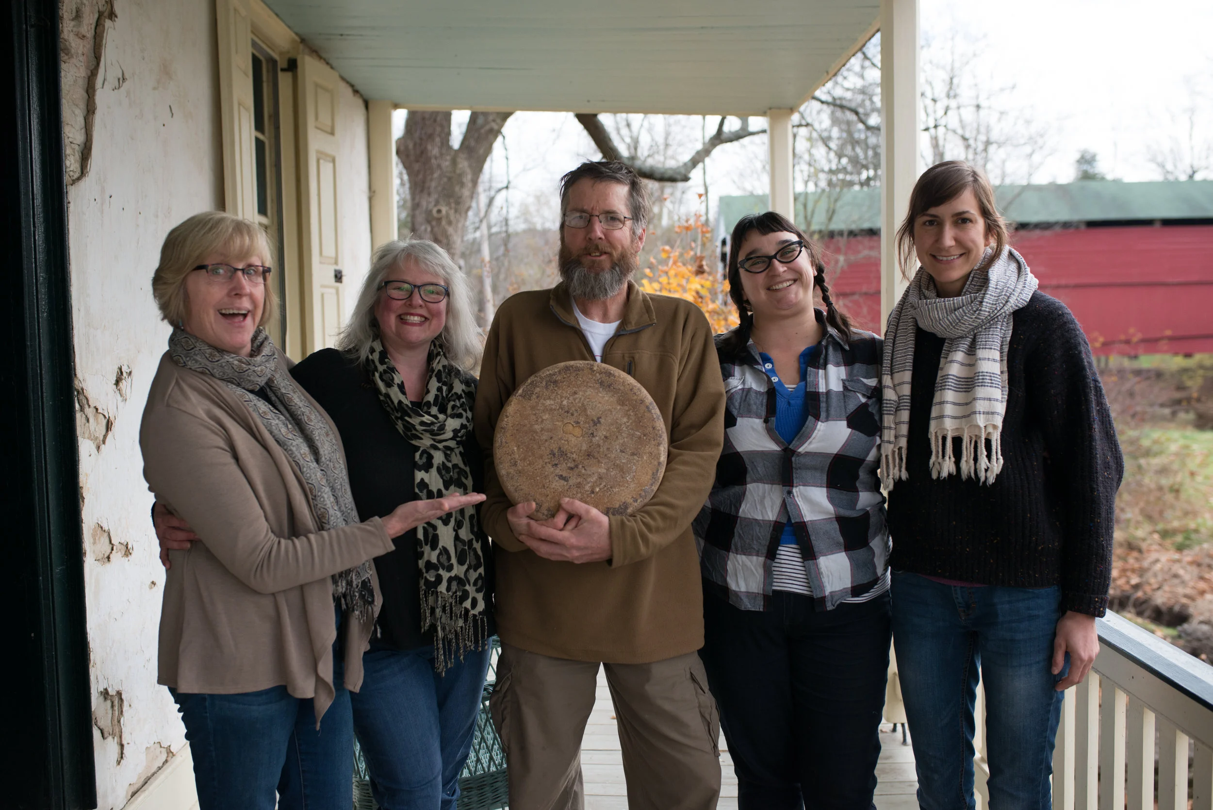 The Collective Creamery crew gets a visit from Parish Hill at Covered Bridge Farm in Oley, PA. From left: Sue Miller, Rachel Fritz Schaal, Peter Dixon, Alex Jones, Stefanie Angstadt