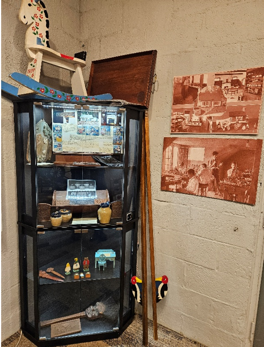 This new display case is giving visitors an enhanced view of great examples of the works of the Tryon Toymakers.