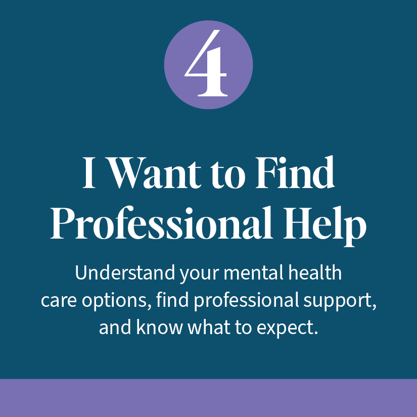 SUPPORT PATHWAY 4: I WANT TO FIND PROFESSIONAL HELP