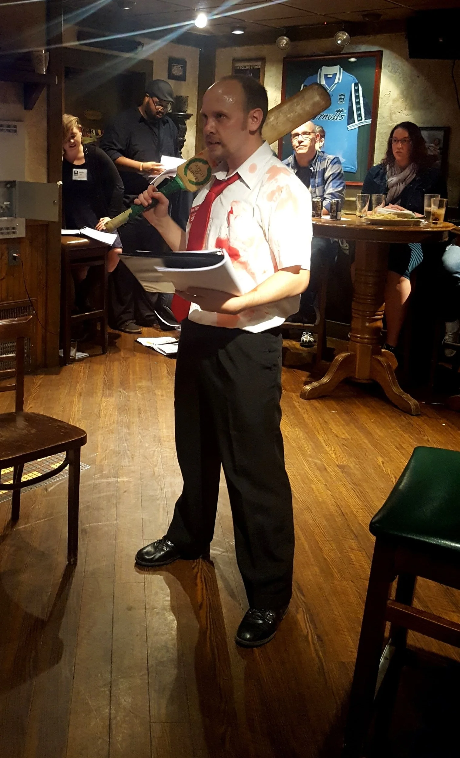 Scott Ray Merchant as Shaun in You've Got READ on You: A Shaun of The Dead Live Reading , held Oct. 17, 2017, at Celtic Crown.