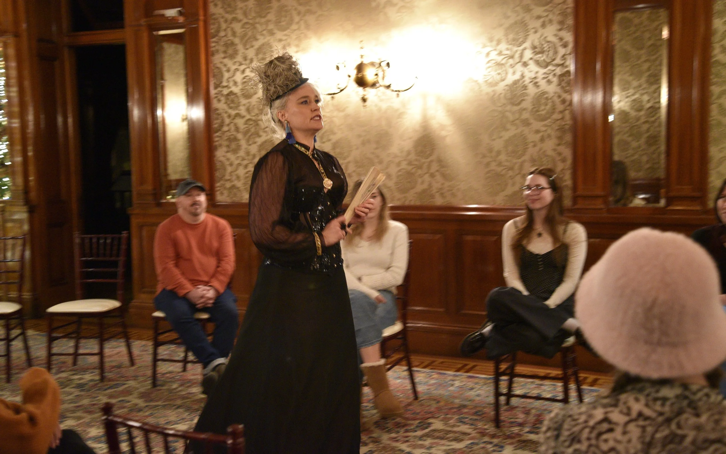   The Spirit Bride  was part of Ghostlight Ensemble’s   Holiday Spirits   ,  written by Maria Burnham, and took place at the Driehaus Museum on Thursday, December 11 and Friday, December 12, 2025. (Photos by Maria Burnham) 