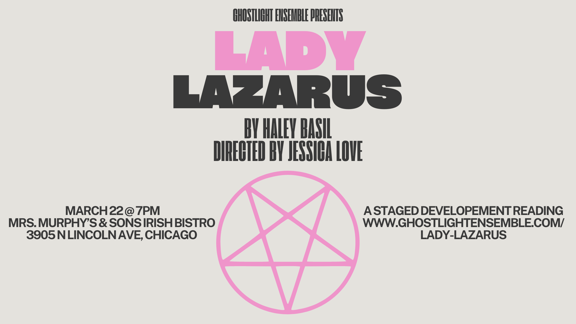   Join us for a Staged Reading of Lady Lazarus, a new play in development    