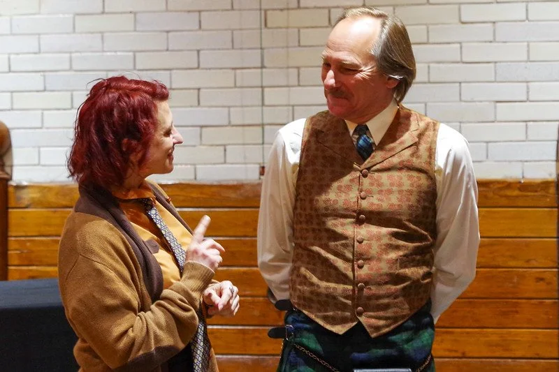  Maria Burnham as Latimer and James Sparking as Dominic in Ghostlight Ensemble’s production of   The Dover Road     by A.A. Milne  (Photo by Pete Guither)  