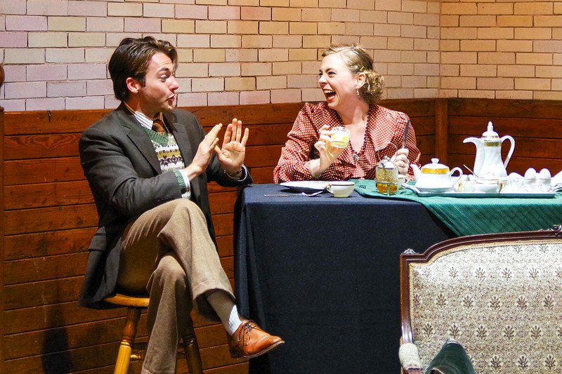  Nick Furlong as Nicholas and Jean E. Mueller-Burr as Eustasia in Ghostlight Ensemble’s production of   The Dover Road     by A.A. Milne (Photo by Pete Guither) 
