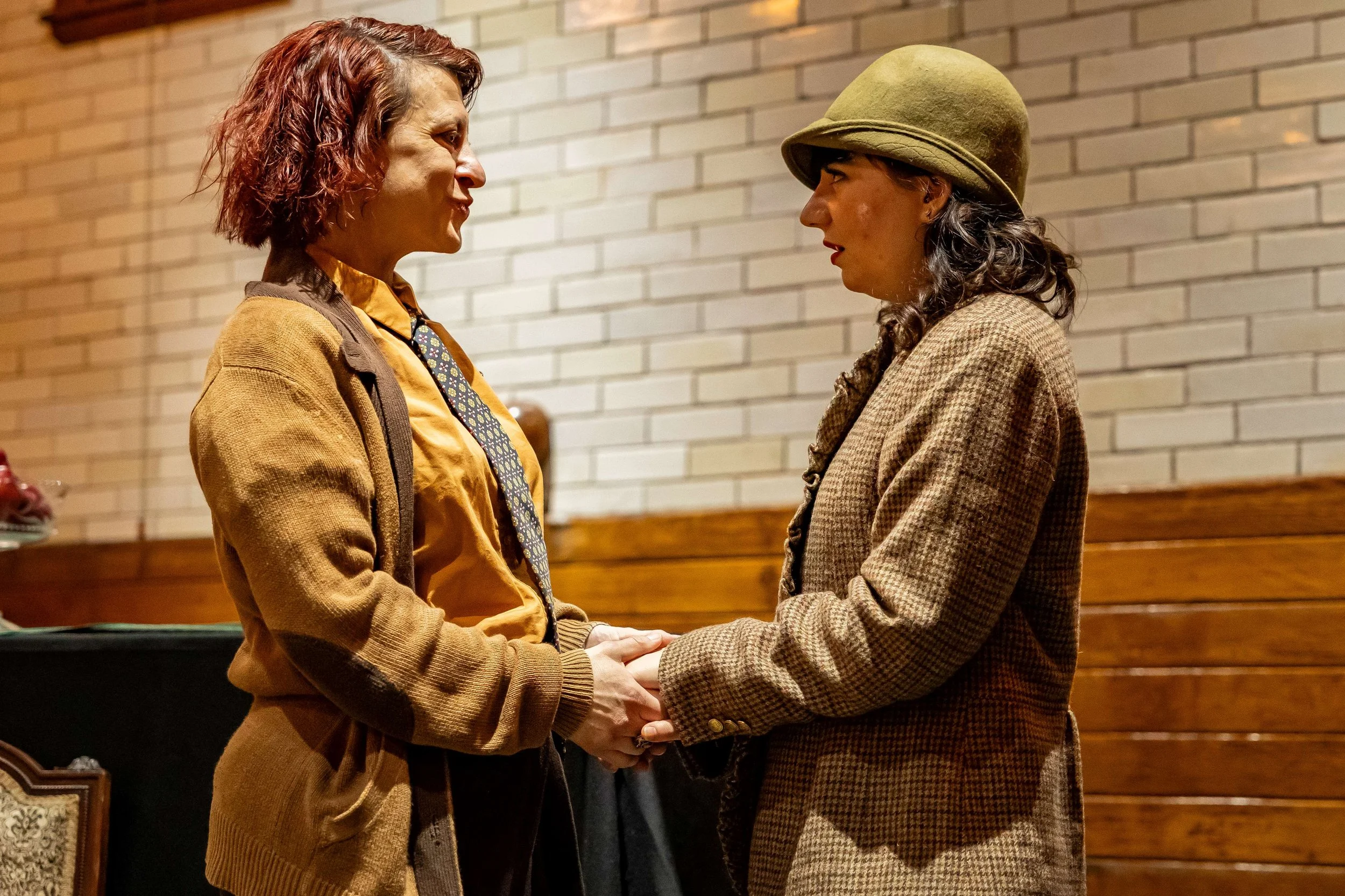  Maria Burnham as Latimer and Hannah Perez as Anne in Ghostlight Ensemble’s production of   The Dover Road   at the Glessner House in 2026.  (Photo by Alex Albrecht)  