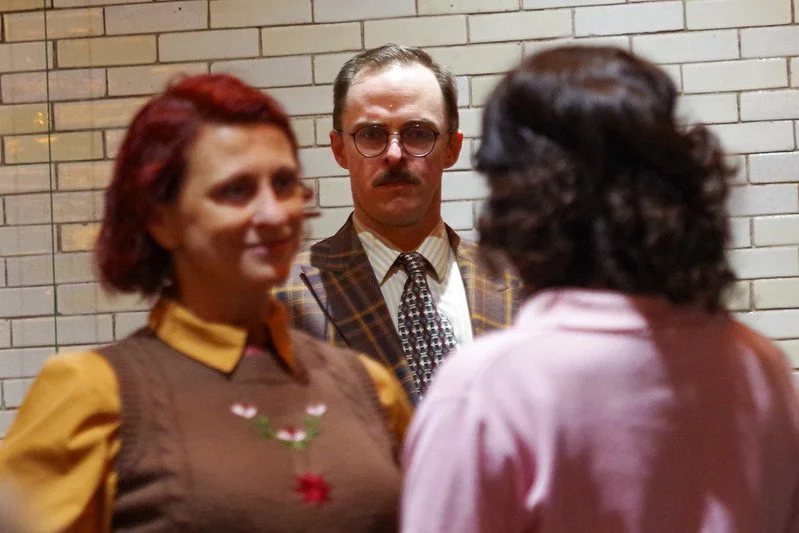 Maria Burnham as Latimer, Lukas Felix Schooler as Leonard and Hannah Perez as Anne in Ghostlight Ensemble’s production of   The Dover Road     by A.A. Milne.  (Photo by Pete Guither)  