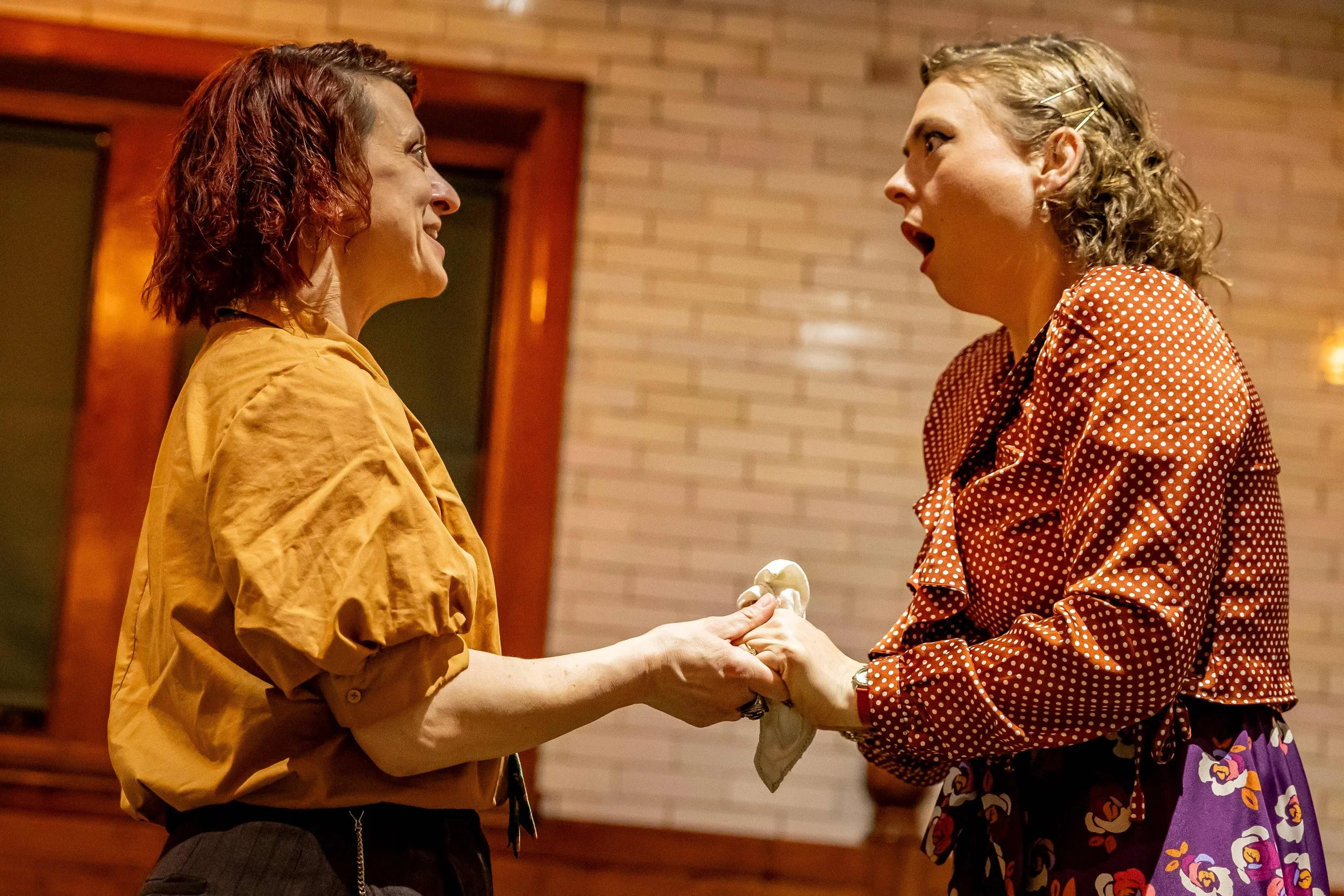 Maria Burnham as Latimer and Jean E. Mueller-Burr as Eustasia in Ghostlight Ensemble’s production of   The Dover Road     by A.A. Milne.  (Photo by Alex Albrecht)  