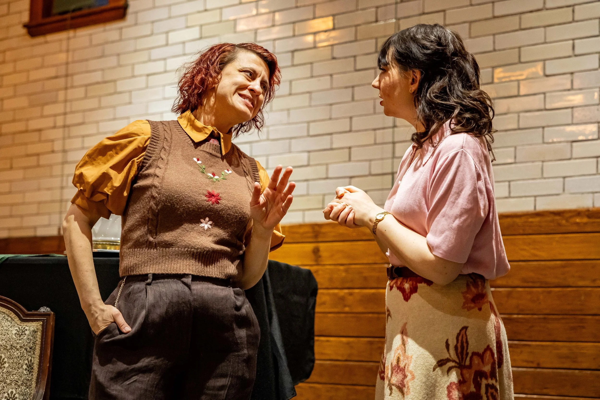  Maria Burnham as Latimer and Hannah Perez as Anne in Ghostlight Ensemble’s production of   The Dover Road     by A.A. Milne.  (Photo by Alex Albrecht)  