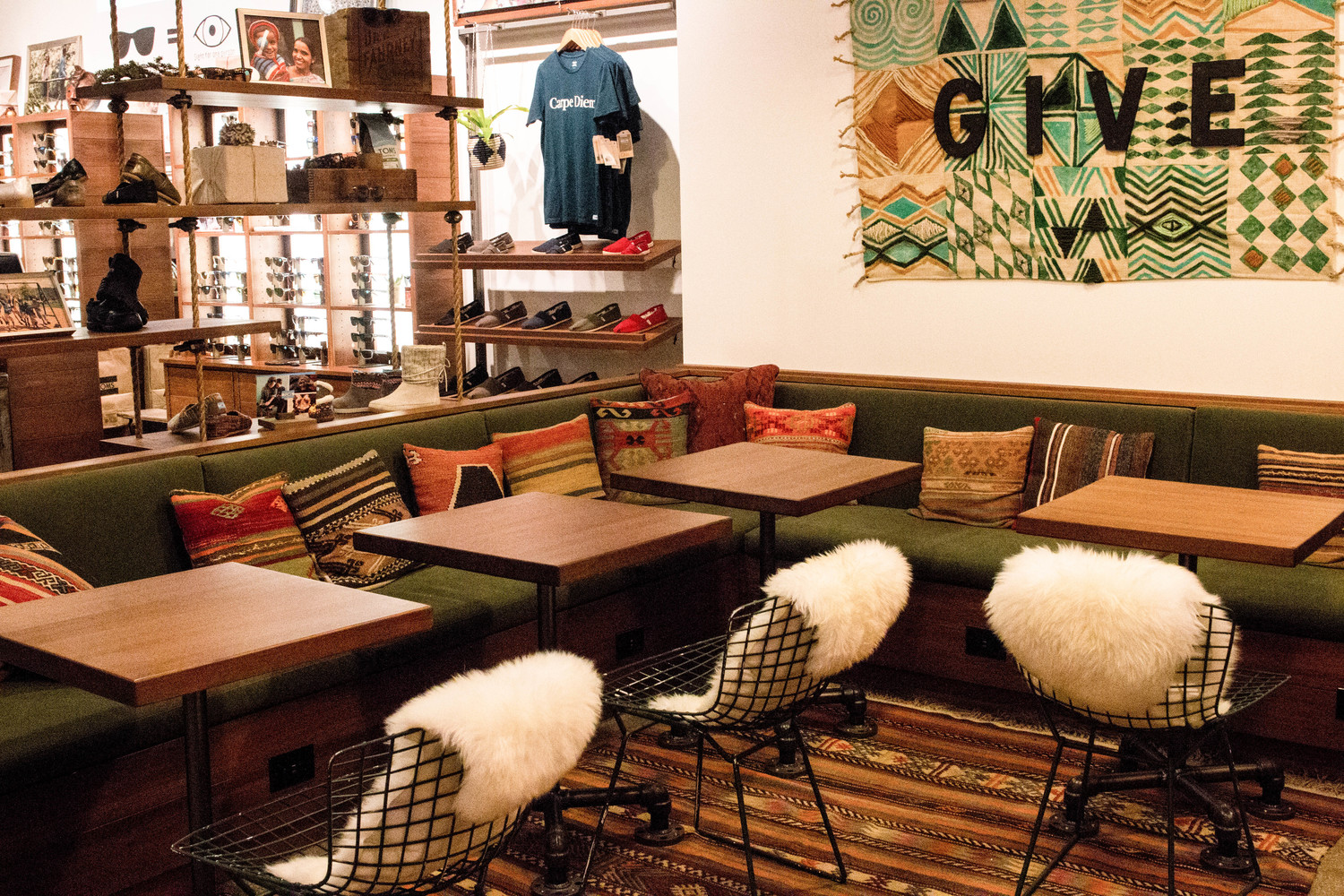 TOMS Shoes Retail Store + Cafe in Chicago Illinois by interior studio Wilder Design Co. — wilder design co.