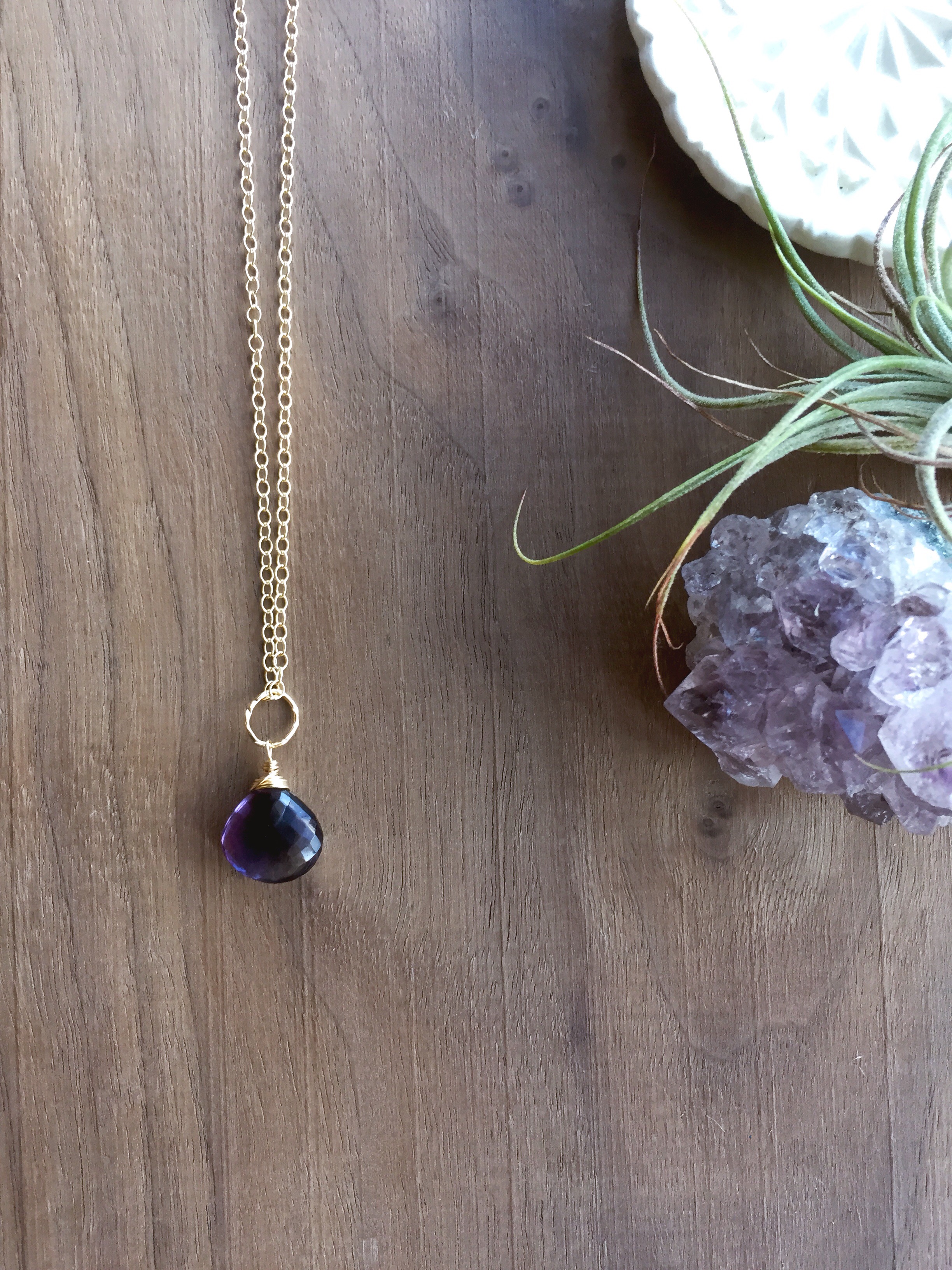 Cove Necklace - purple with blue Fluorite