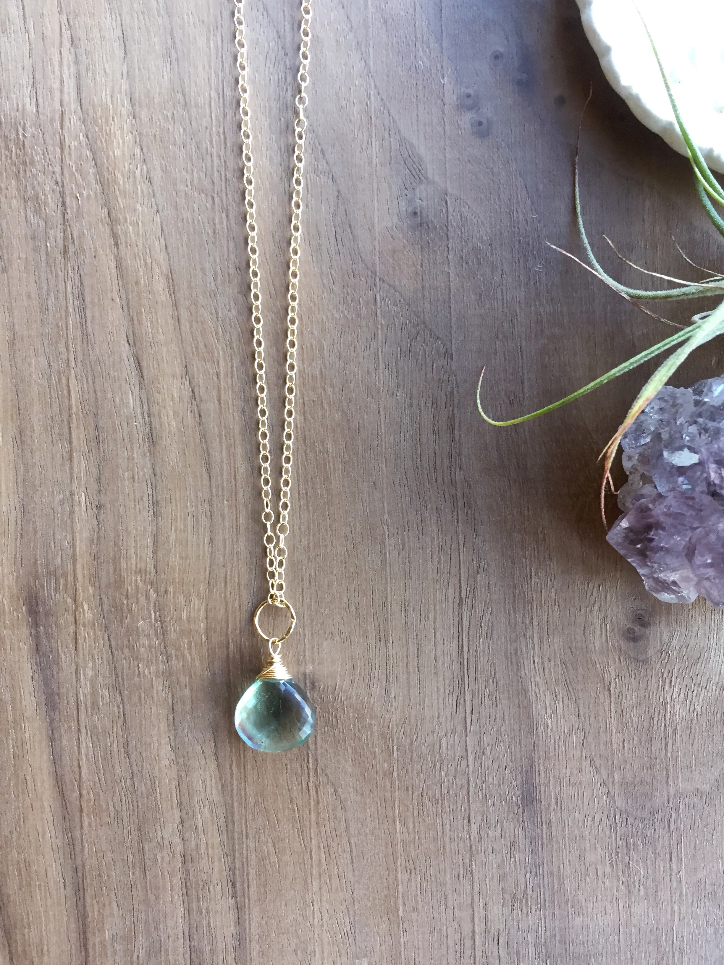 Creek Necklace - pale green Fluorite