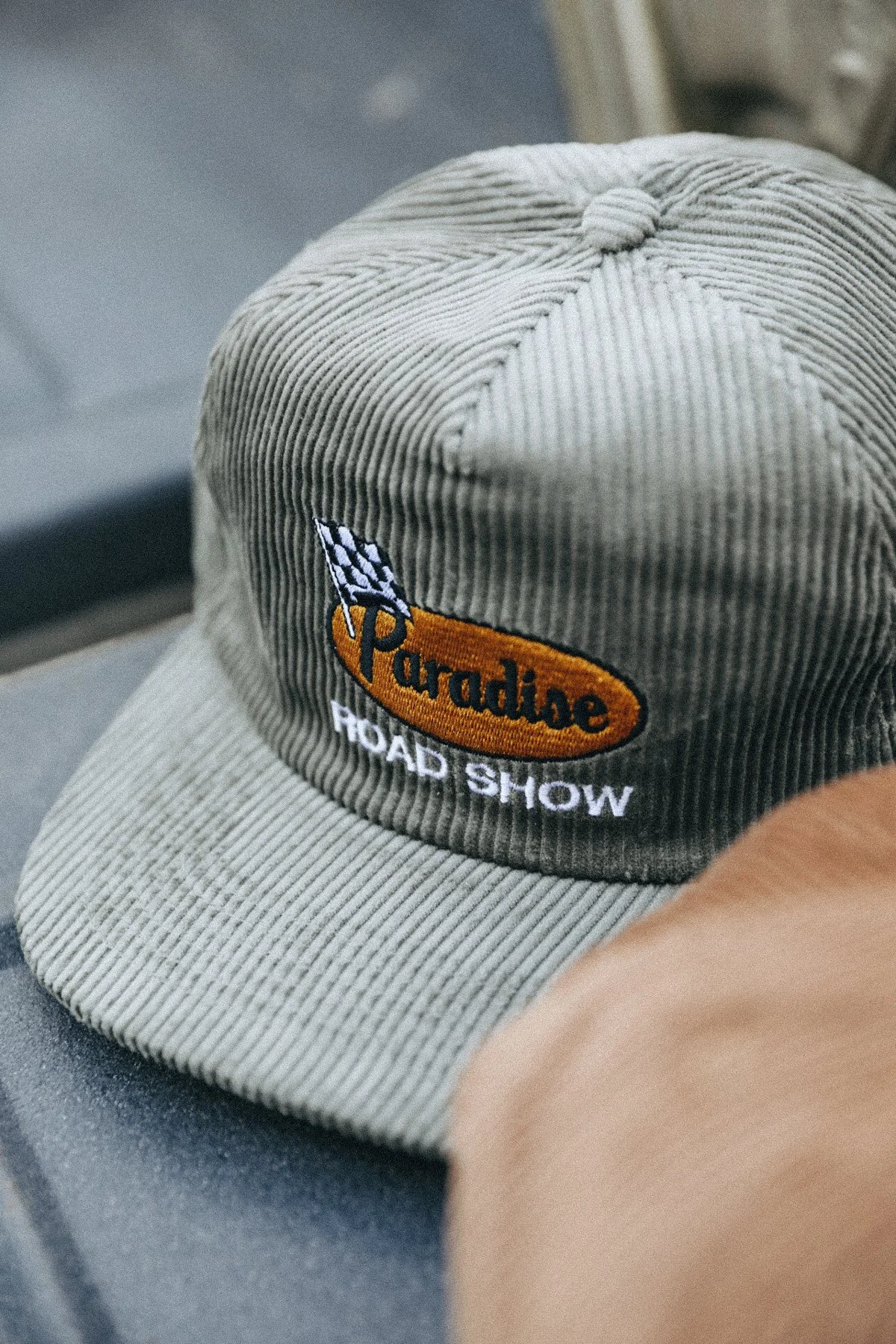 Green Grey Corduroy Yellow Checkered Flag Hat