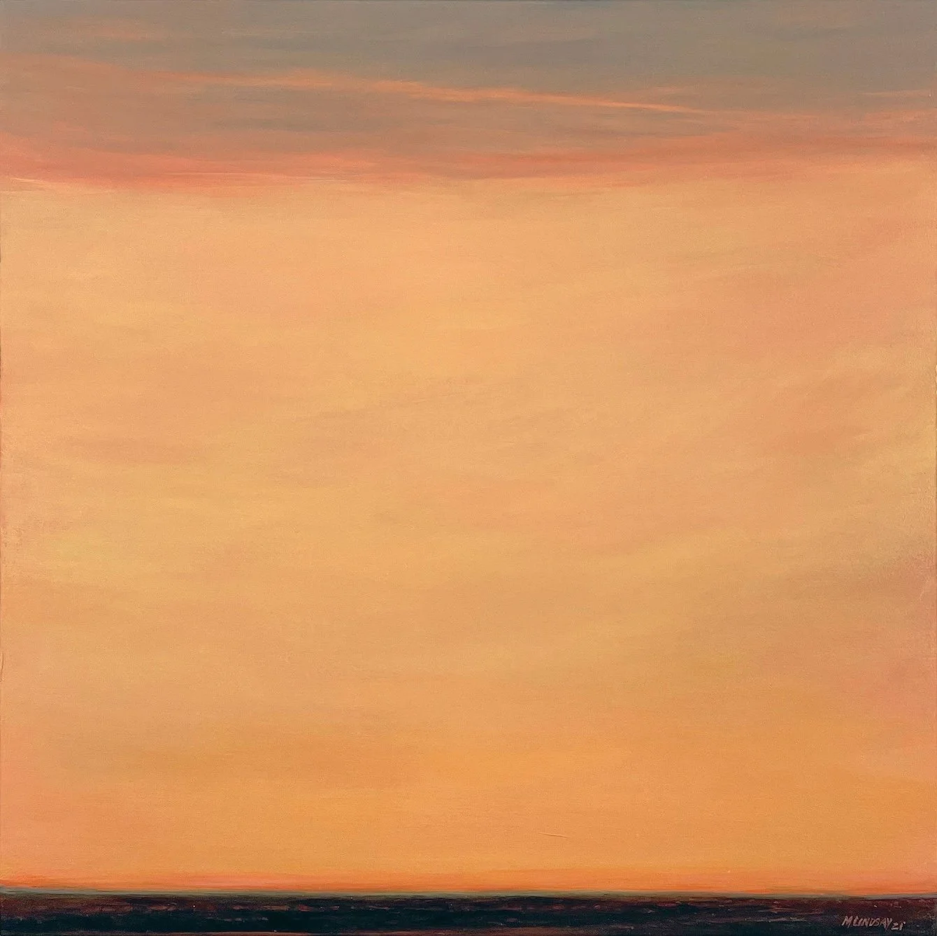 Yellow Entry, Violet Above, Spurs Ranch Road Series, Oil on Panel, 18"x18"' -600