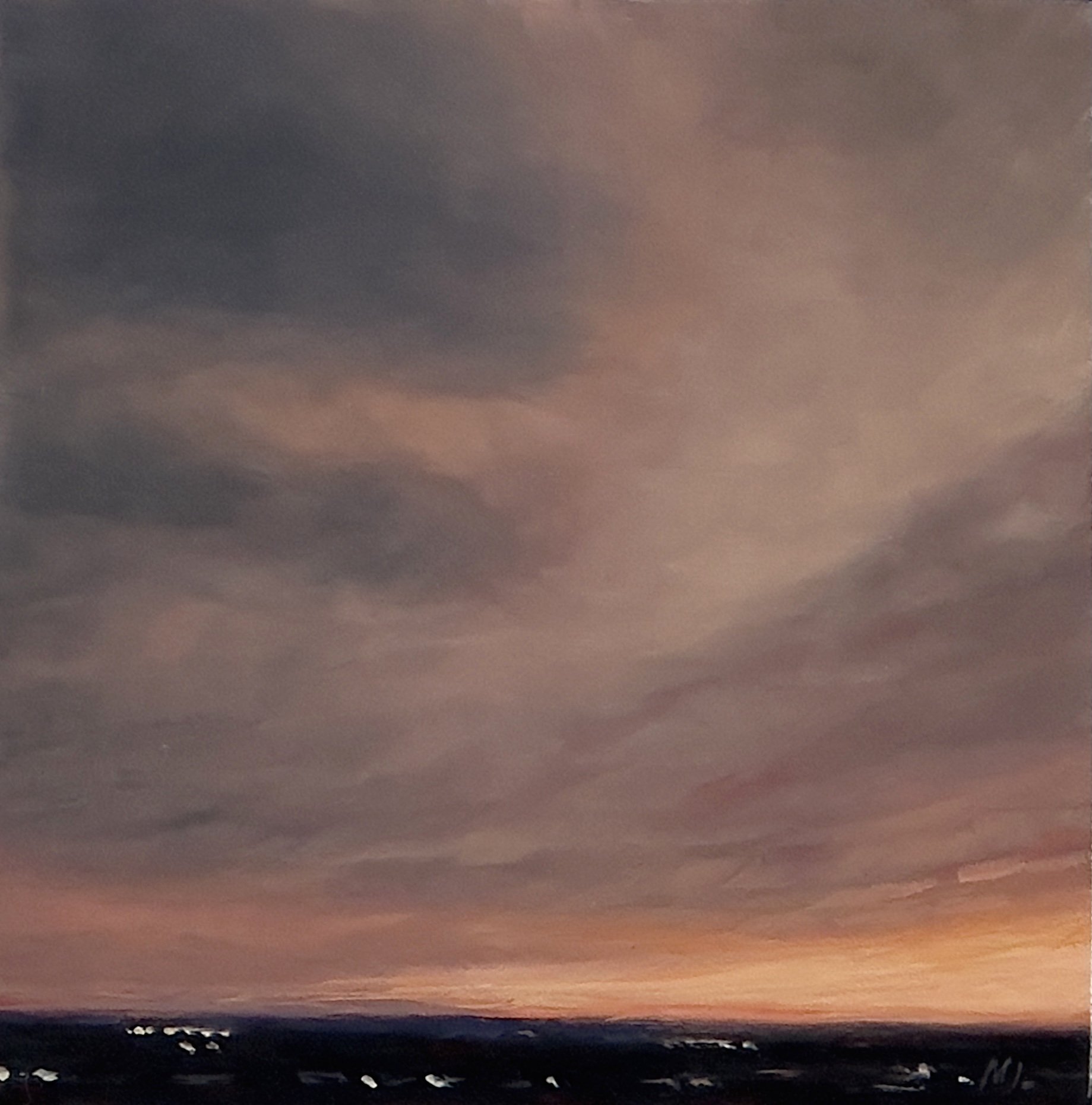 Fading Storm, Spurs Ranch Road Series, Oil on Panel, 4" x 4" -150