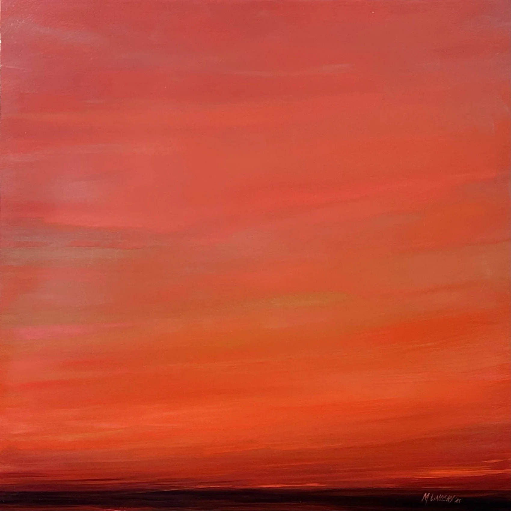 Red Unknown, Spurs Ranch Road Series, Oil on Panel, 18"x18"' -600