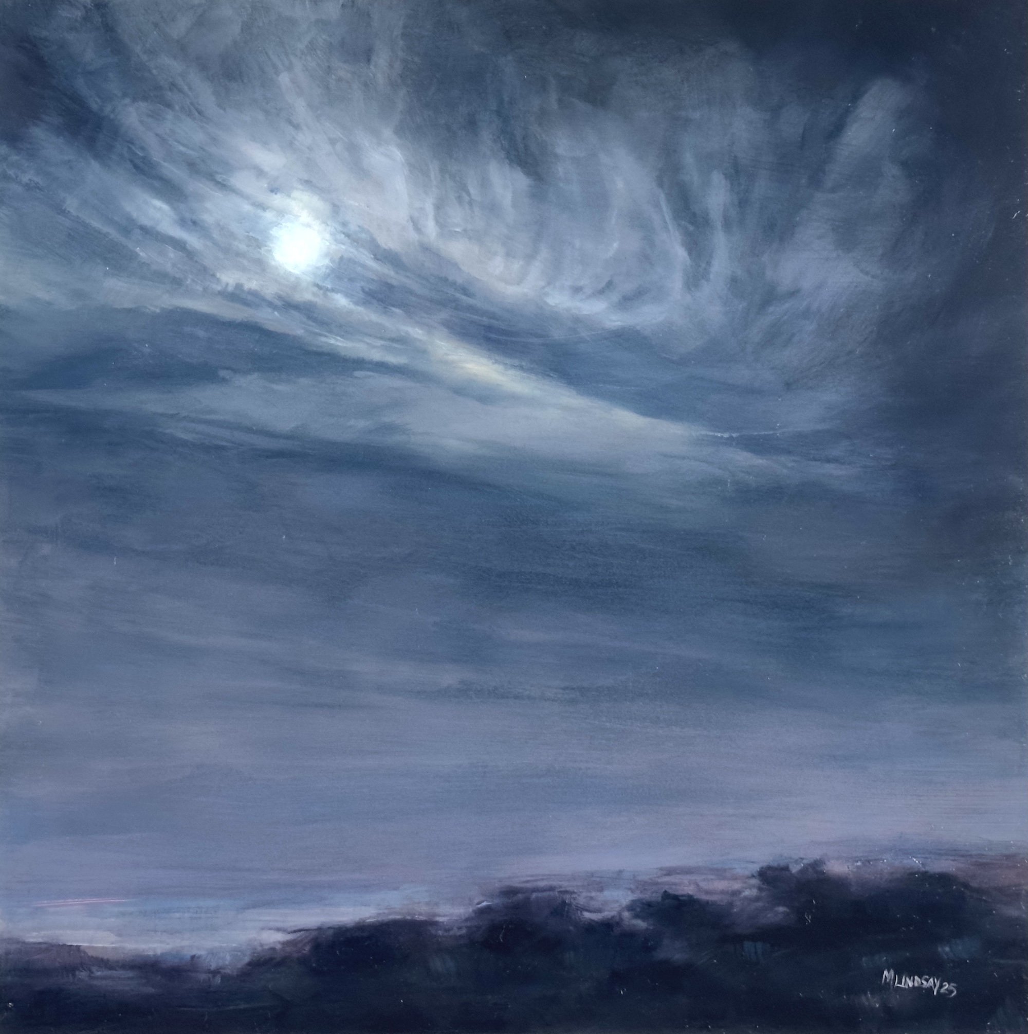 Nocturne II Split, Spurs Ranch Road Series, Oil on Panel 18" x 18" 600$