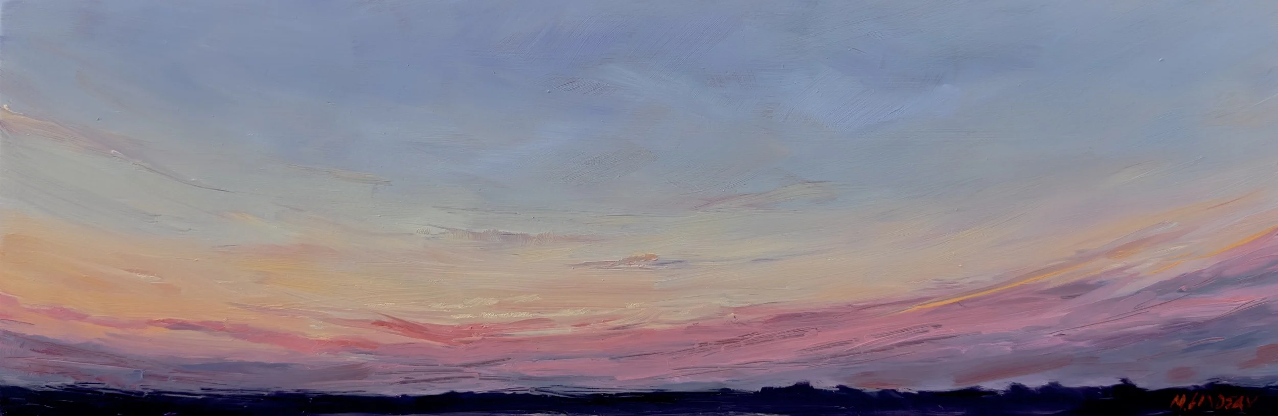 Evening Series, Spurs Ranch Road
Red-Violet Evening
4”x 12”
Oil on Panel
750