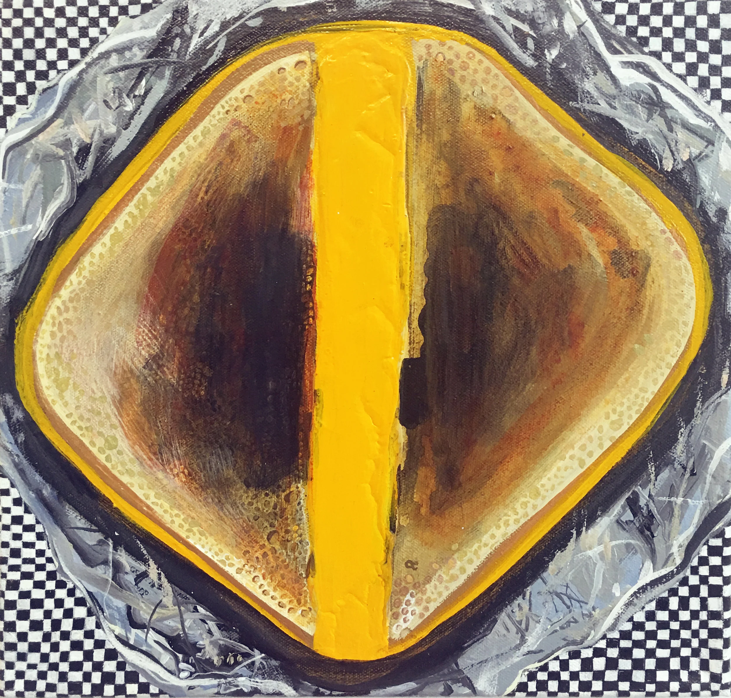 Cheese Sandwich , 2015, acrylic on canvas. Jennifer Coates.