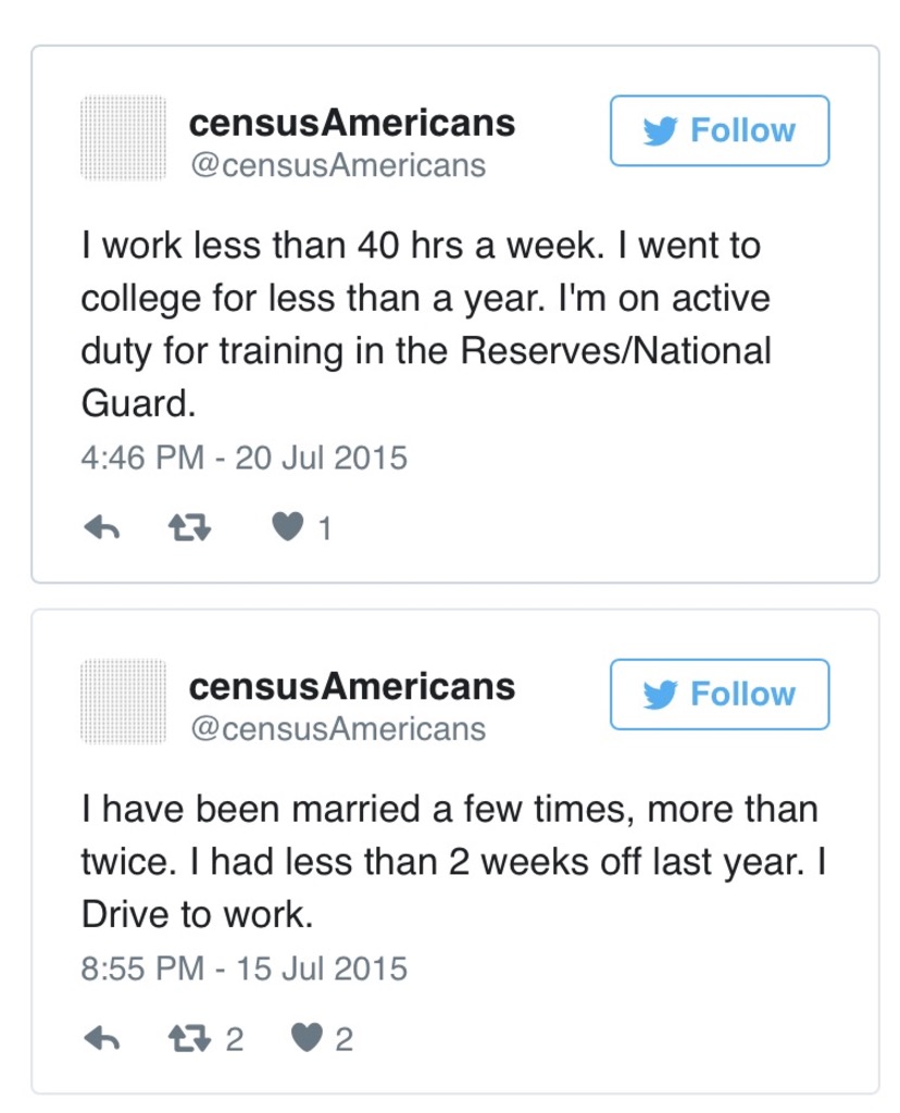 538.com developed a twitterbot that converts raw census data into autobiographical sentences. Humanizing data. 