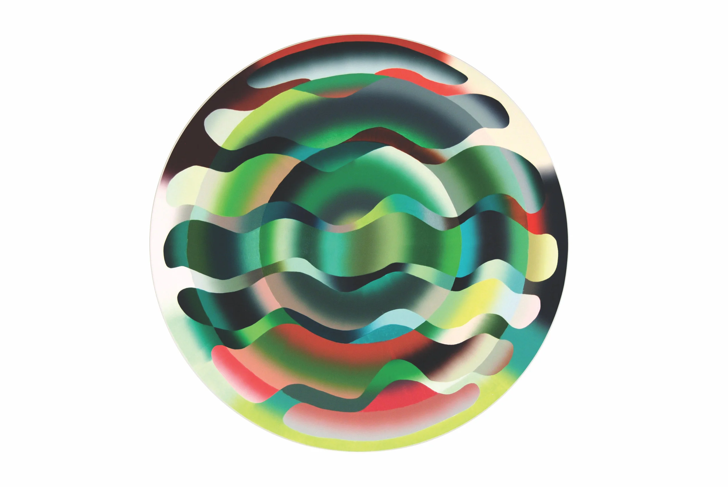 “You Are Green,” 2016, oil paint on panel, 48 inch diameter. www.charlottehallberg.com
