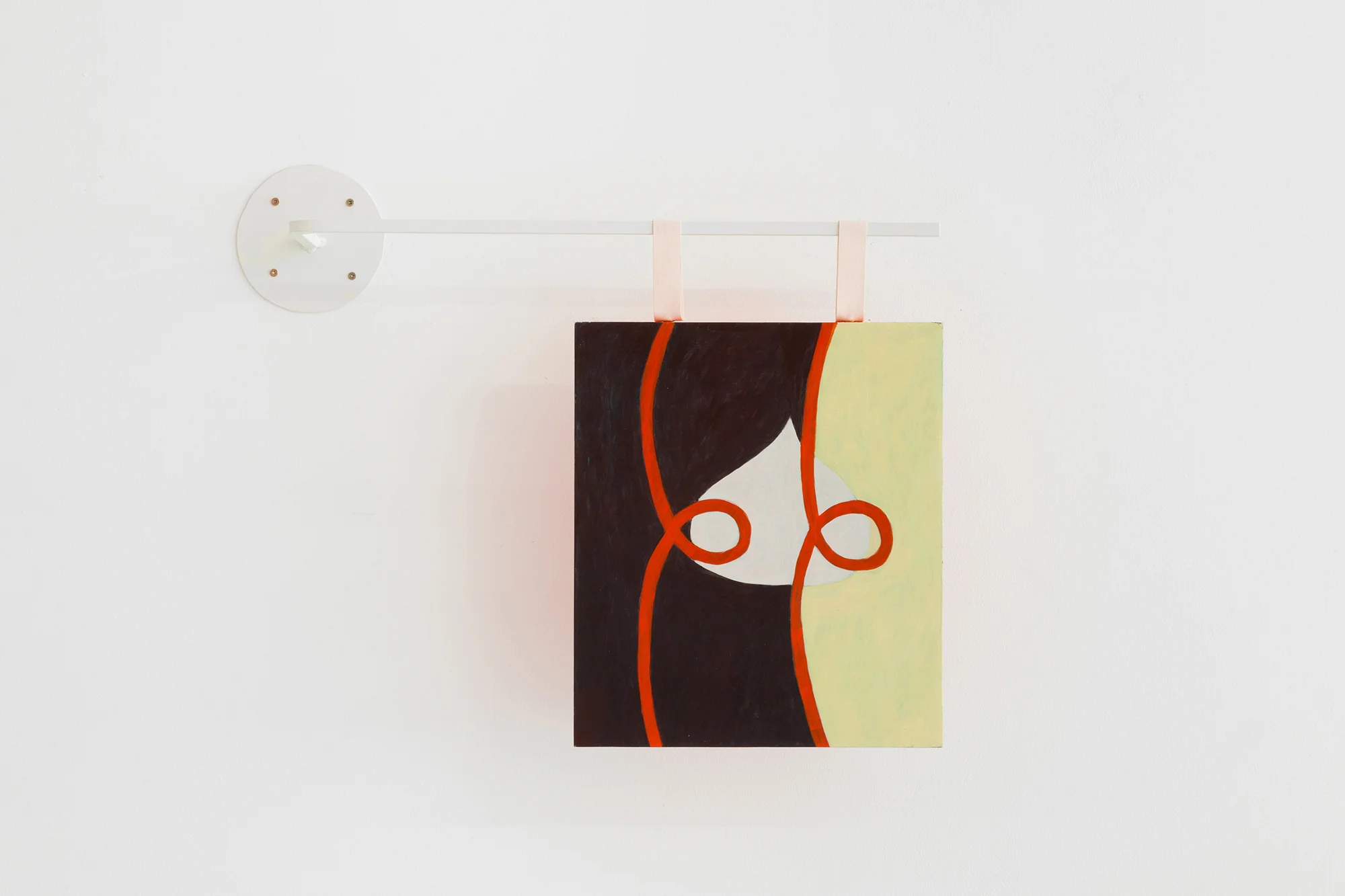 “Sign for Being #7,” 2018, Egg tempera and acrylic on panel, steel, cotton, 16 x 14 inches. www.avukovich.com