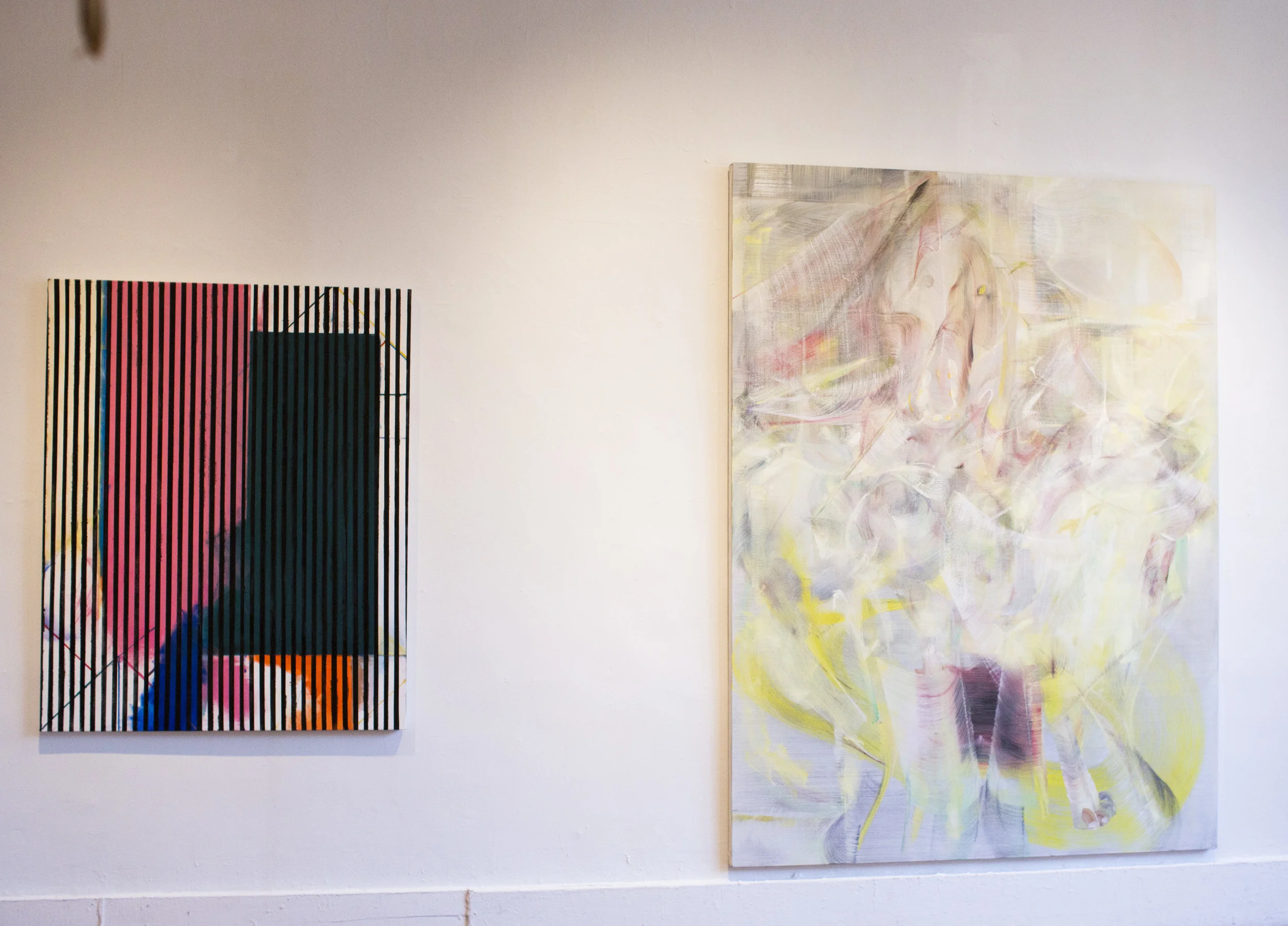 Left to right, artworks by Ramon Vega and Juan Gomez, 2018, Photo by Camila Falquez