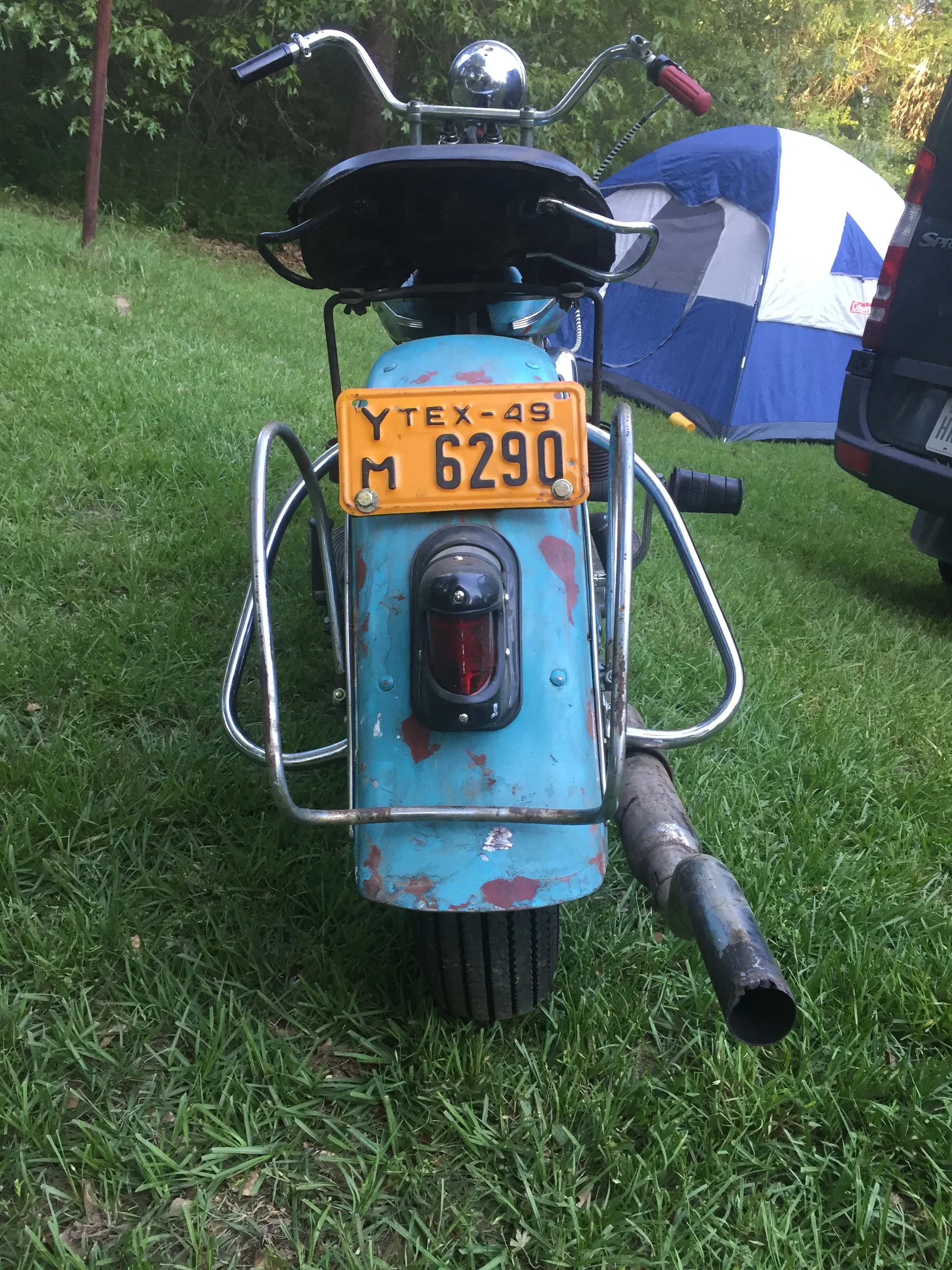 Lee's fender after he bent it back into place.