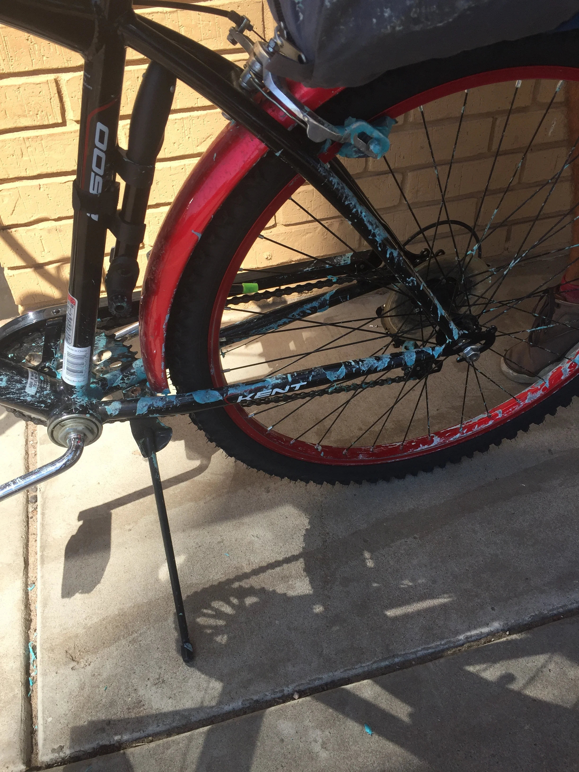 His blowout blew fix-a-flat everywhere.