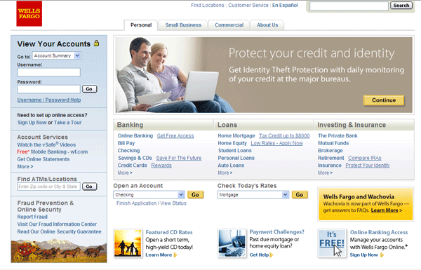 Wells Fargo Homepage