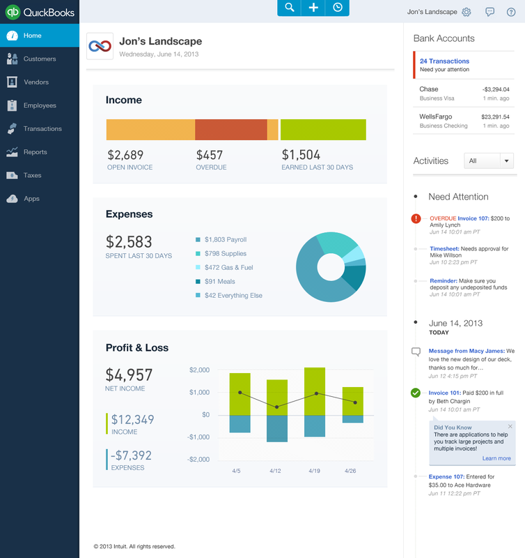 QuickBooks redesign