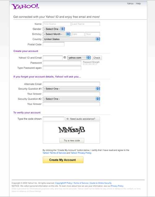 Yahoo! Global Registration