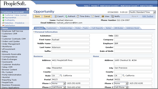 PeopleSoft CRM Application
