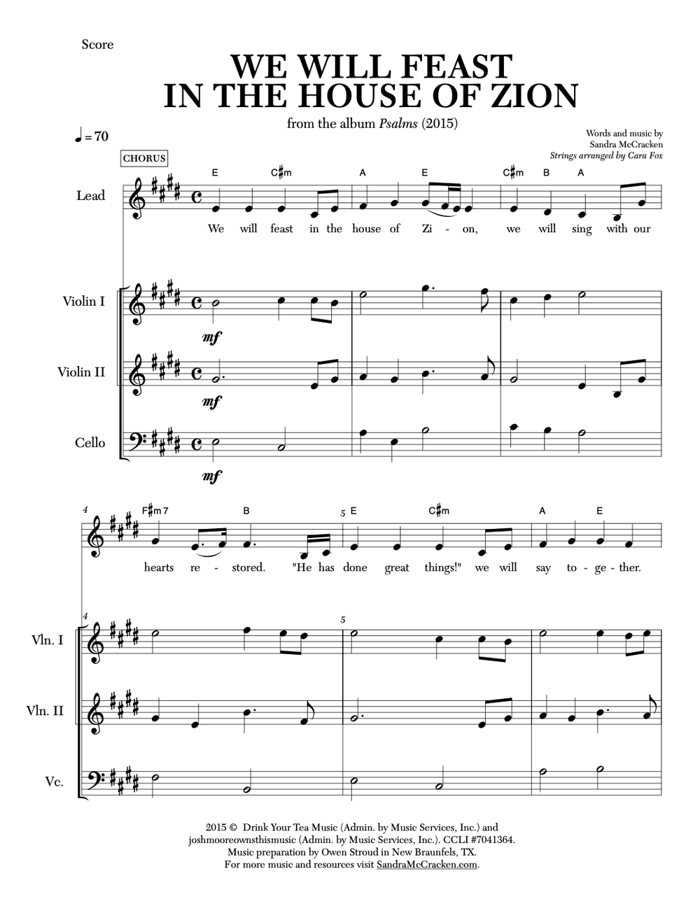 We Will Feast - String Trio (Score and Parts) — Sandra McCracken