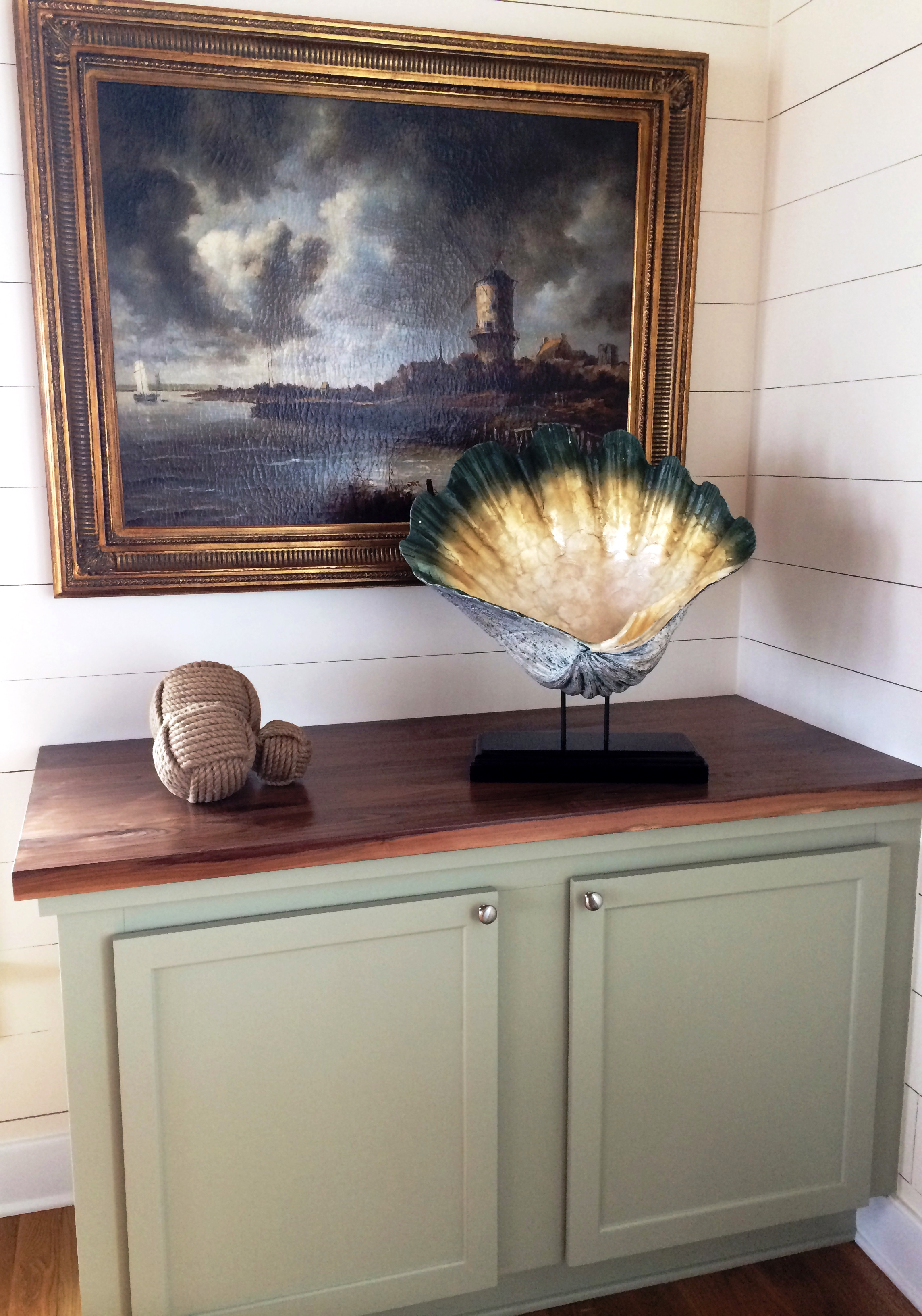 Farrow & Ball's French Gray is the perfect companion for walnut countertops.