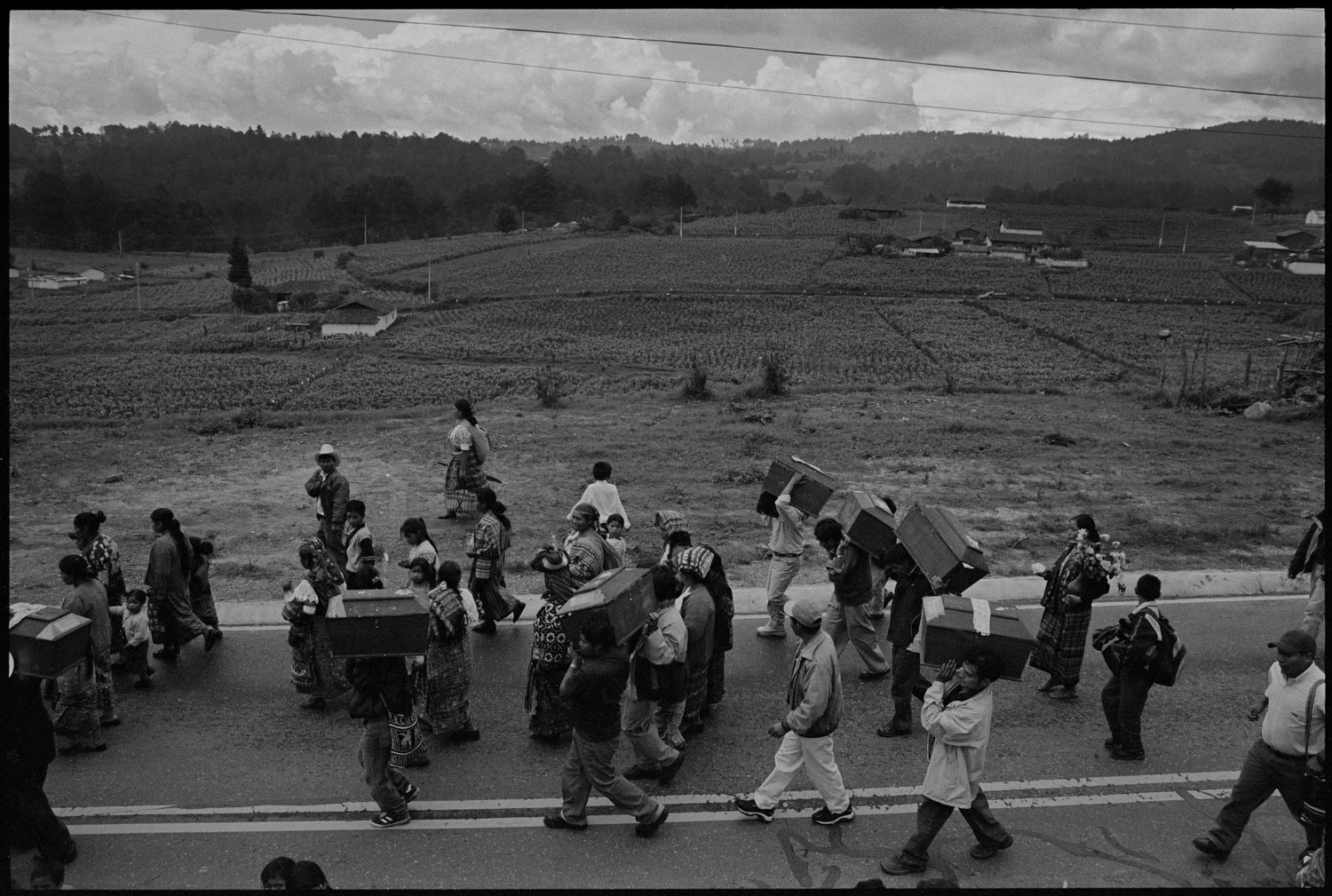  A funeral procession for massacre victims, Quiche.&nbsp; 