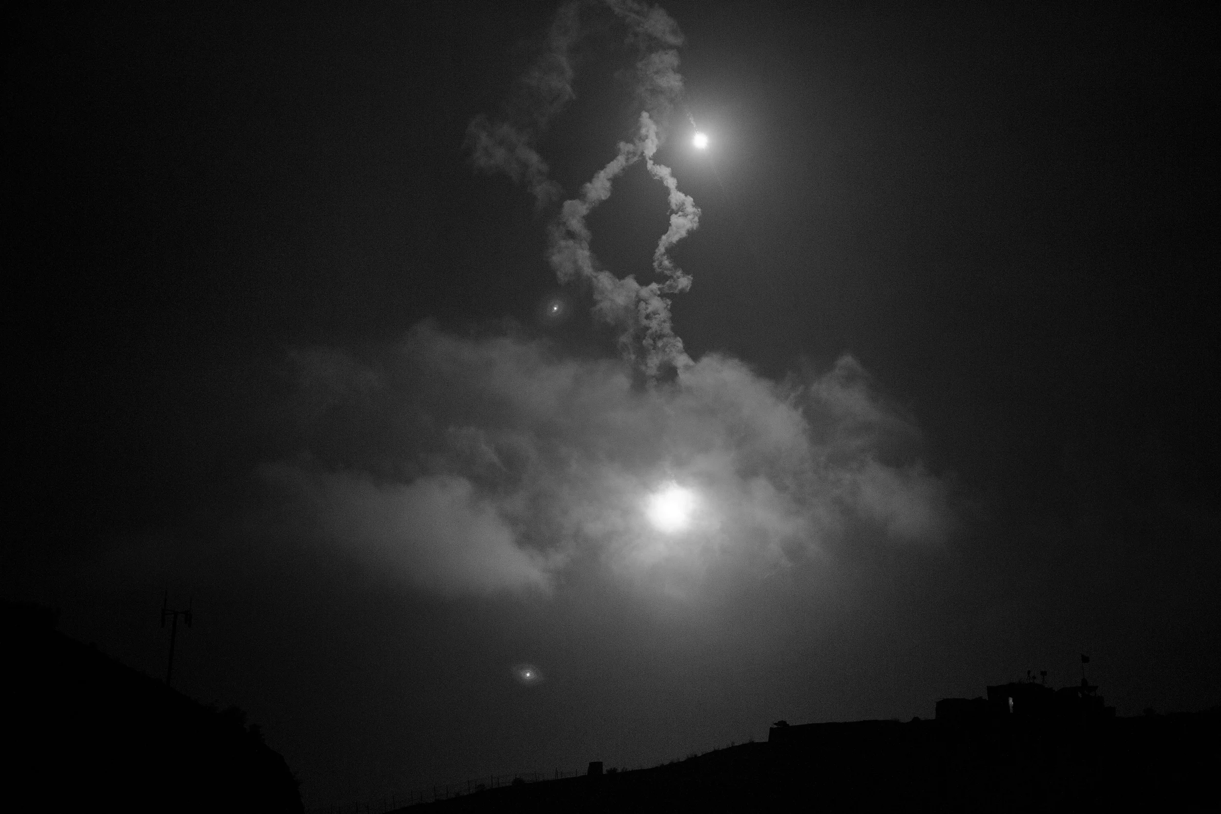  Illum rounds light up the hills along the Khost- Gardez Pass,&nbsp;Paktia province. 