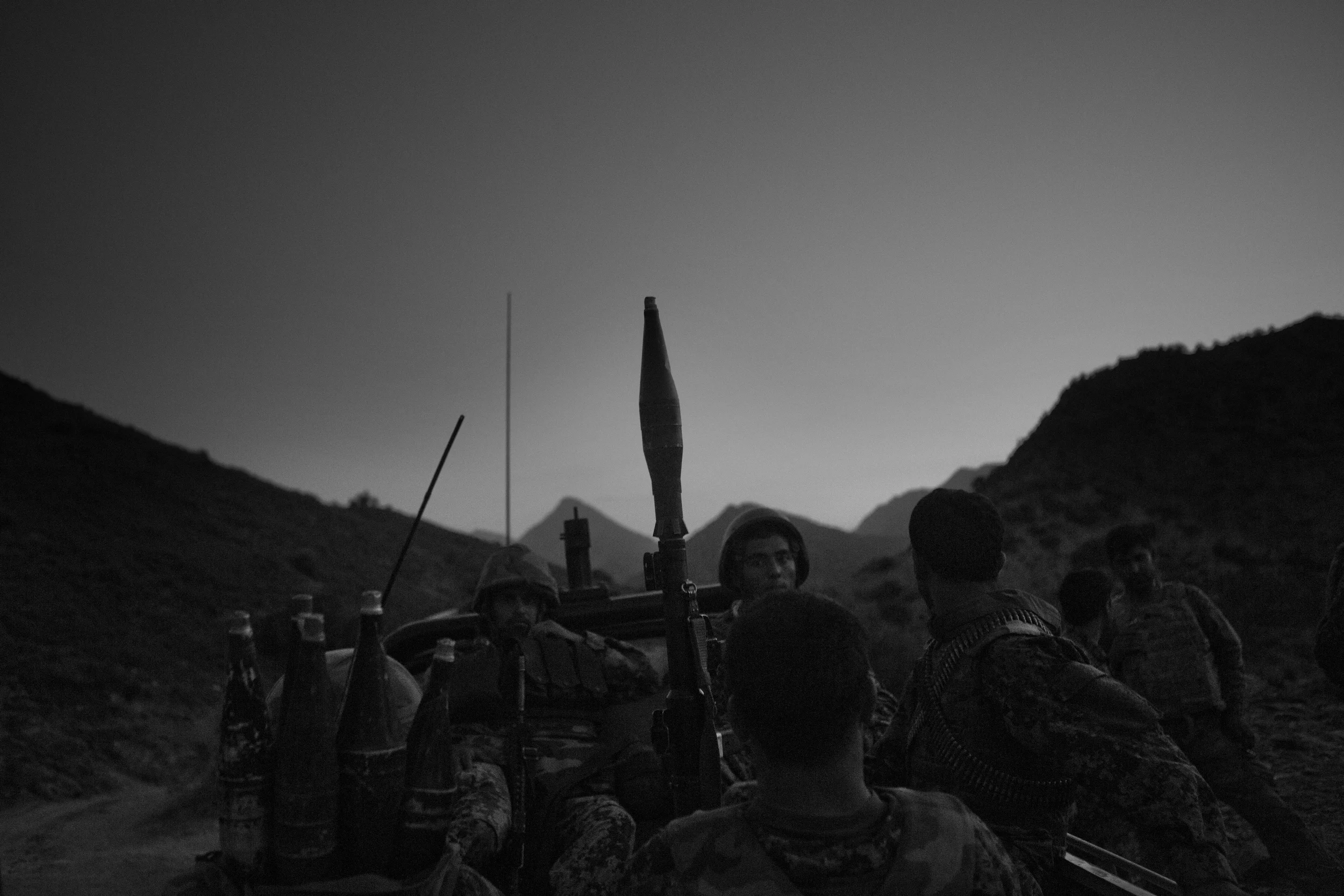  2-1 Kandak of the Afghan 203 Corps ride back to camp in Musa Khel, Khost province. 