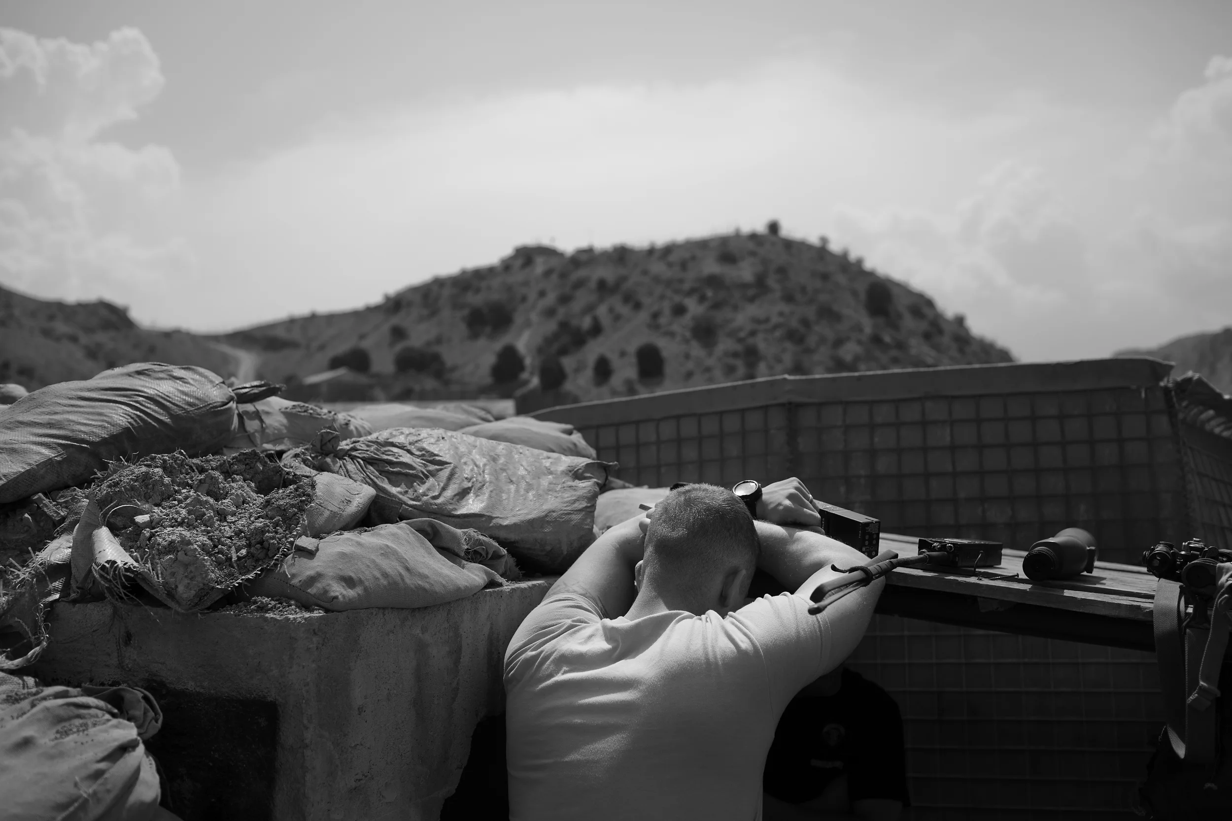  Exhaustion after a rocket attack,&nbsp;COP Wilderness, Paktia.&nbsp; 