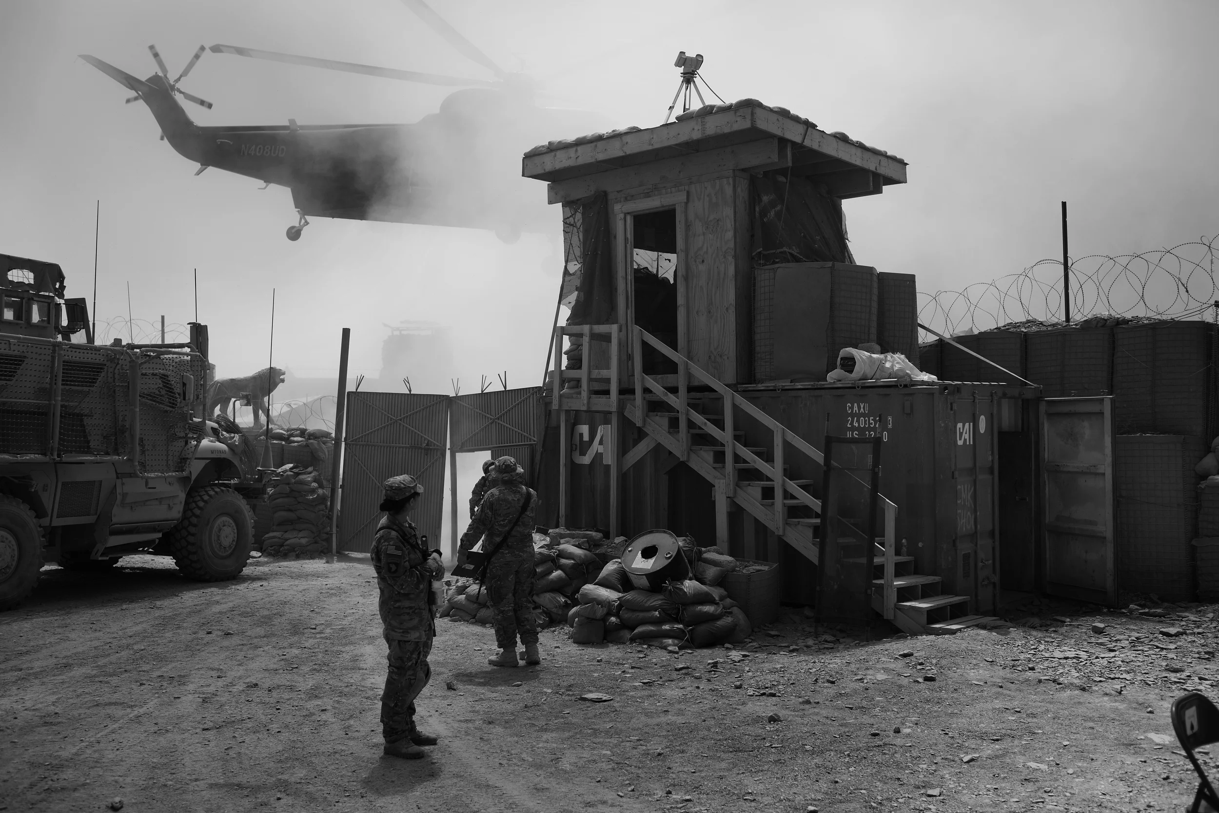  Officers arrive for a fallen soldier ceremony, Chamkani, Paktia. 