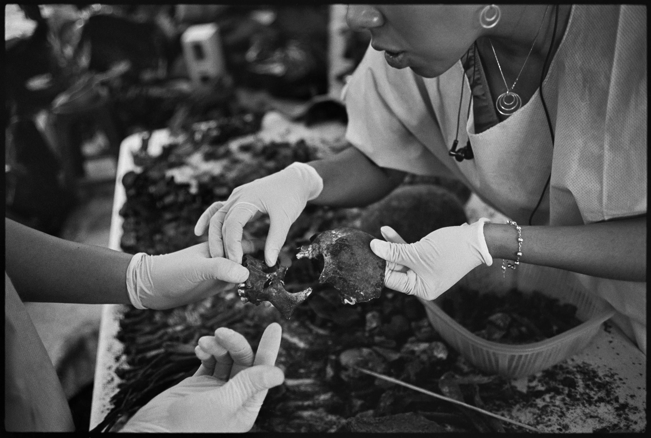  Angeles tries in vain to reassemble a skull at La Verbena. 