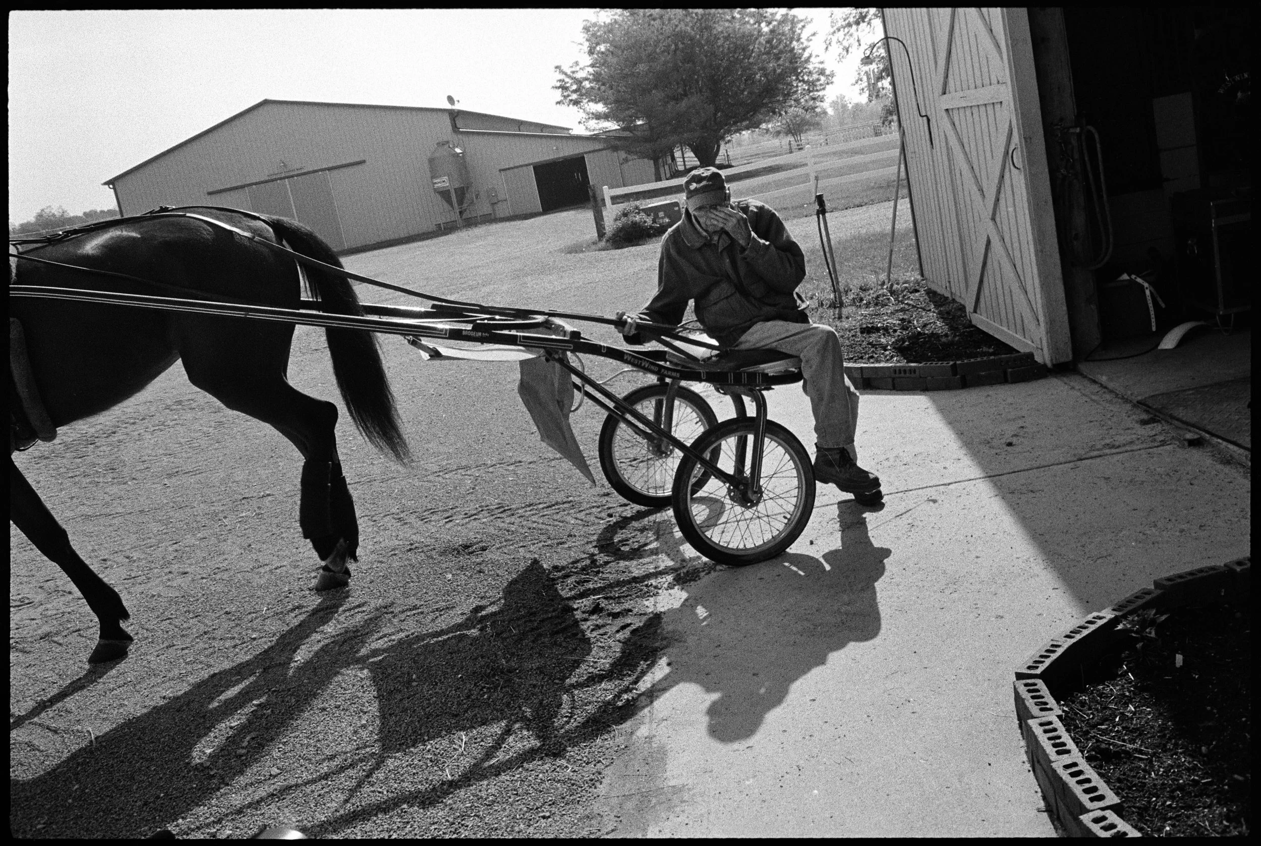  Heading to the track, side saddle.&nbsp; 