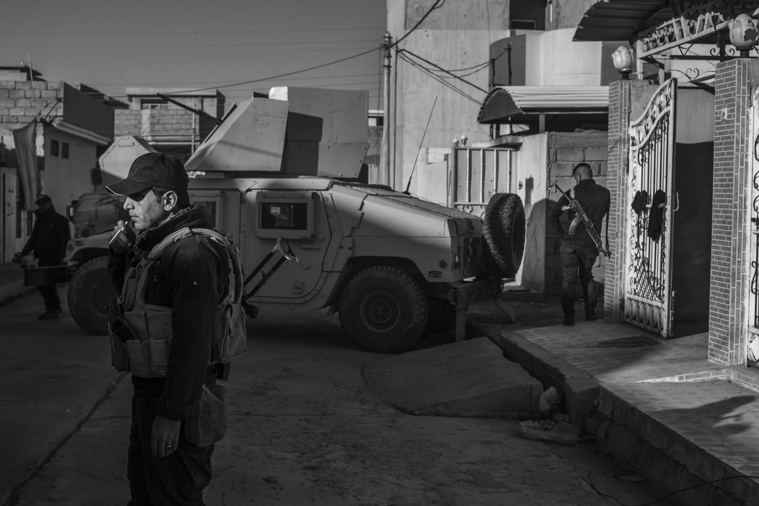  Penned in on both sides by snipers. 