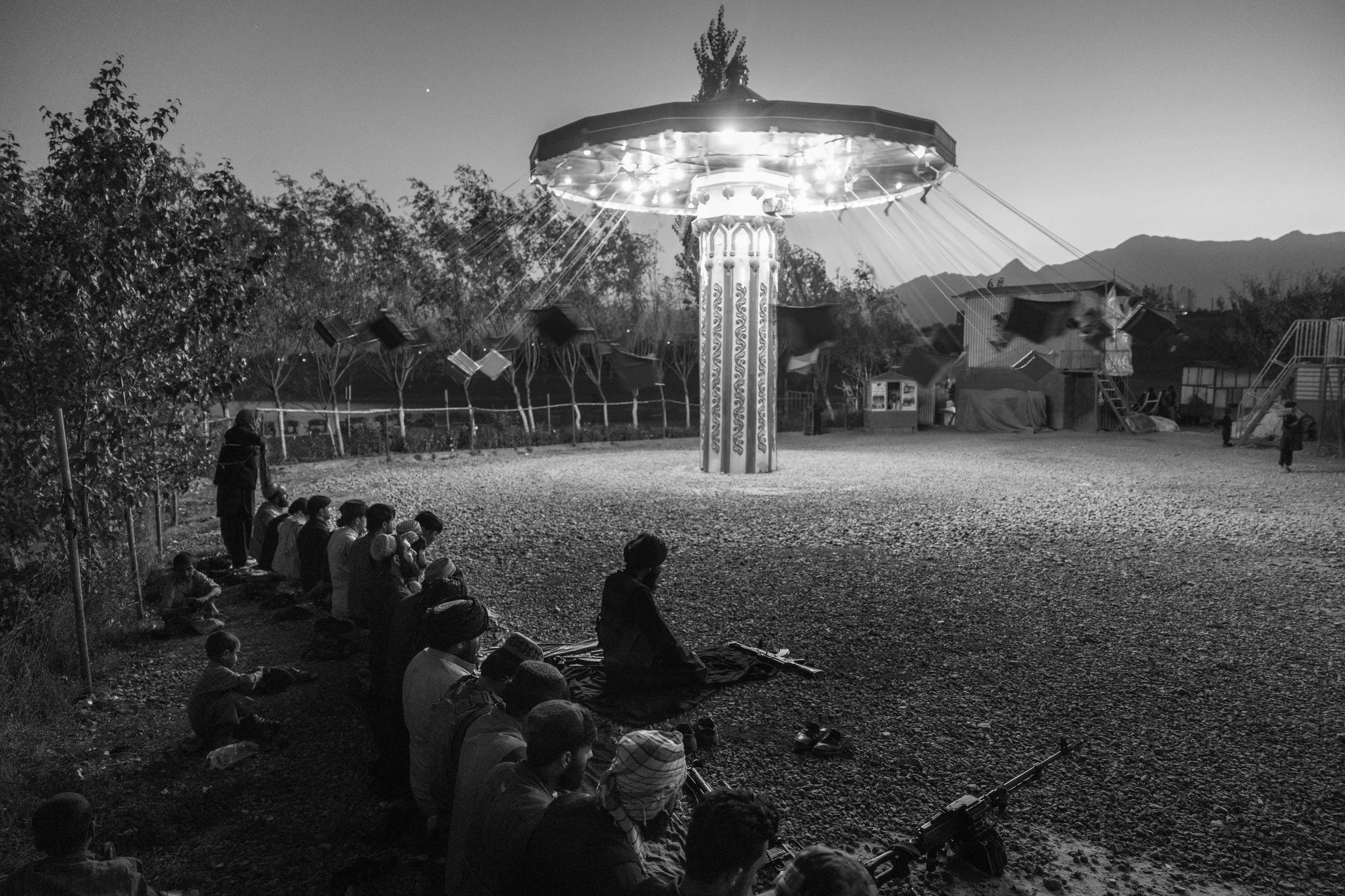  Evening prayer, amusement park.  